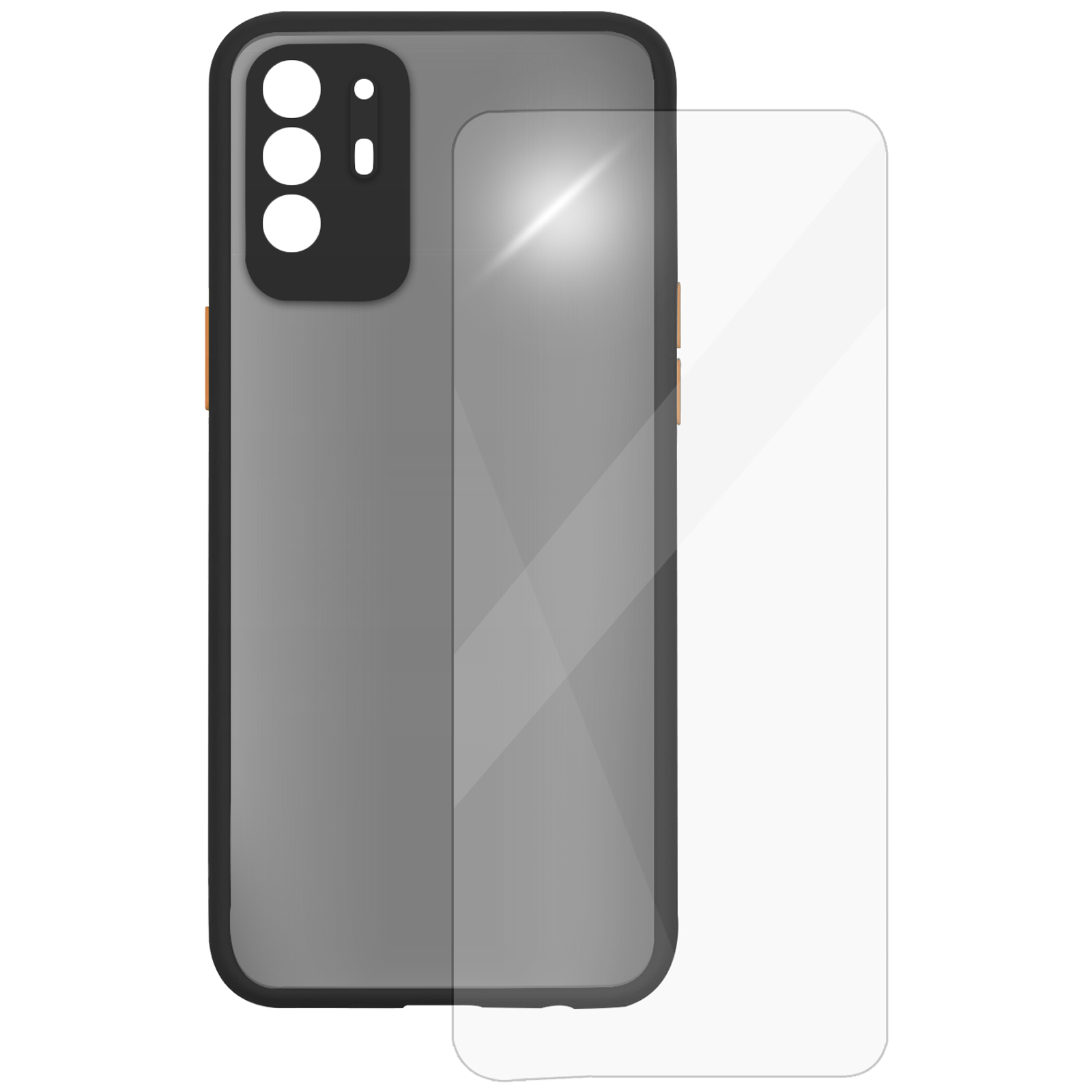 ARROW Camera Duplex Screen Protector & Polycarbonate Back Cover Combo for oppo F19 Pro Plus (Scratch Protection, Black)_1