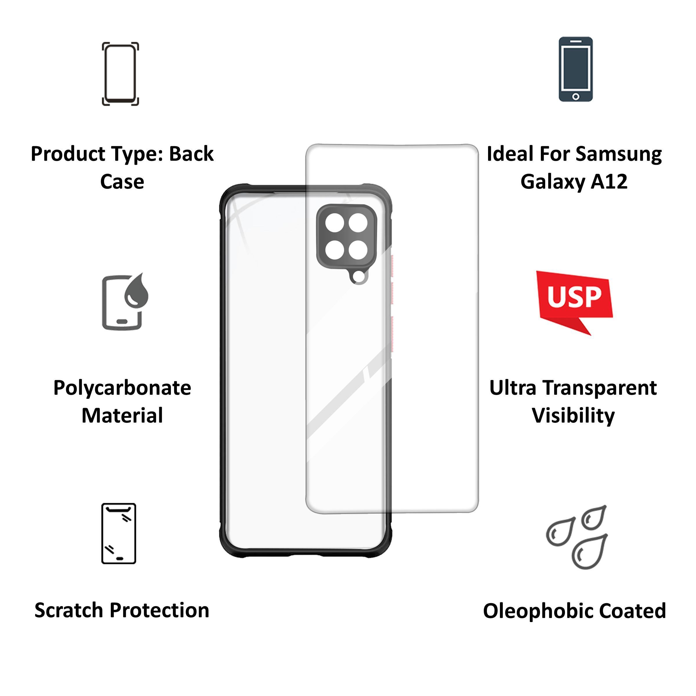 ARROW Hybrid Back Case and Screen Protector Bundle For Samsung Galaxy A12 (Ultra Transparent Visibility)_4