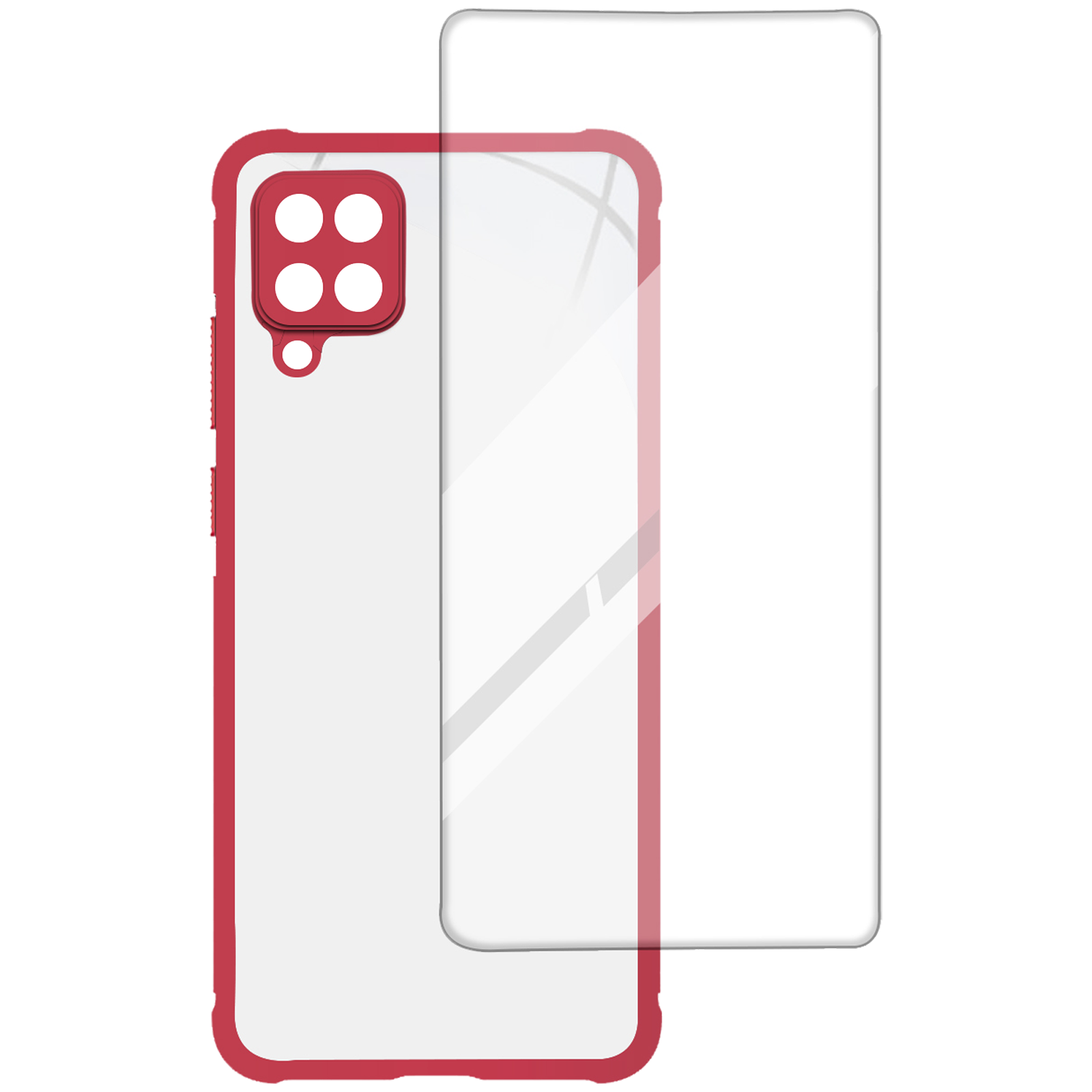 ARROW Hybrid Screen Protector & Polycarbonate Back Cover Combo for SAMSUNG Galaxy A12 (Scratch Protection, Red)_2