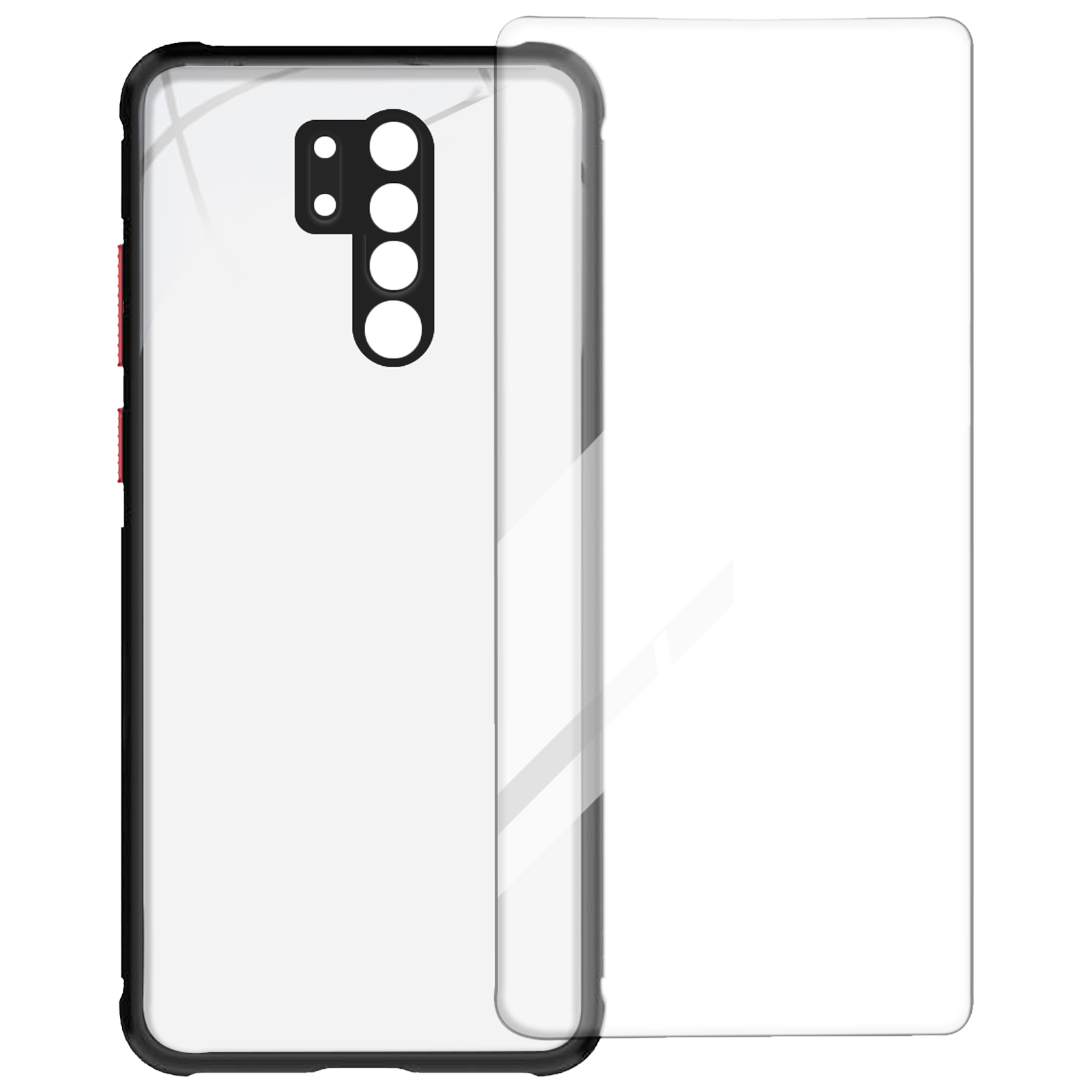 Arrow Hybrid Screen Protector & Polycarbonate Back Cover Combo for Redmi 9 Prime (Anti Scratch Design, Black)_3