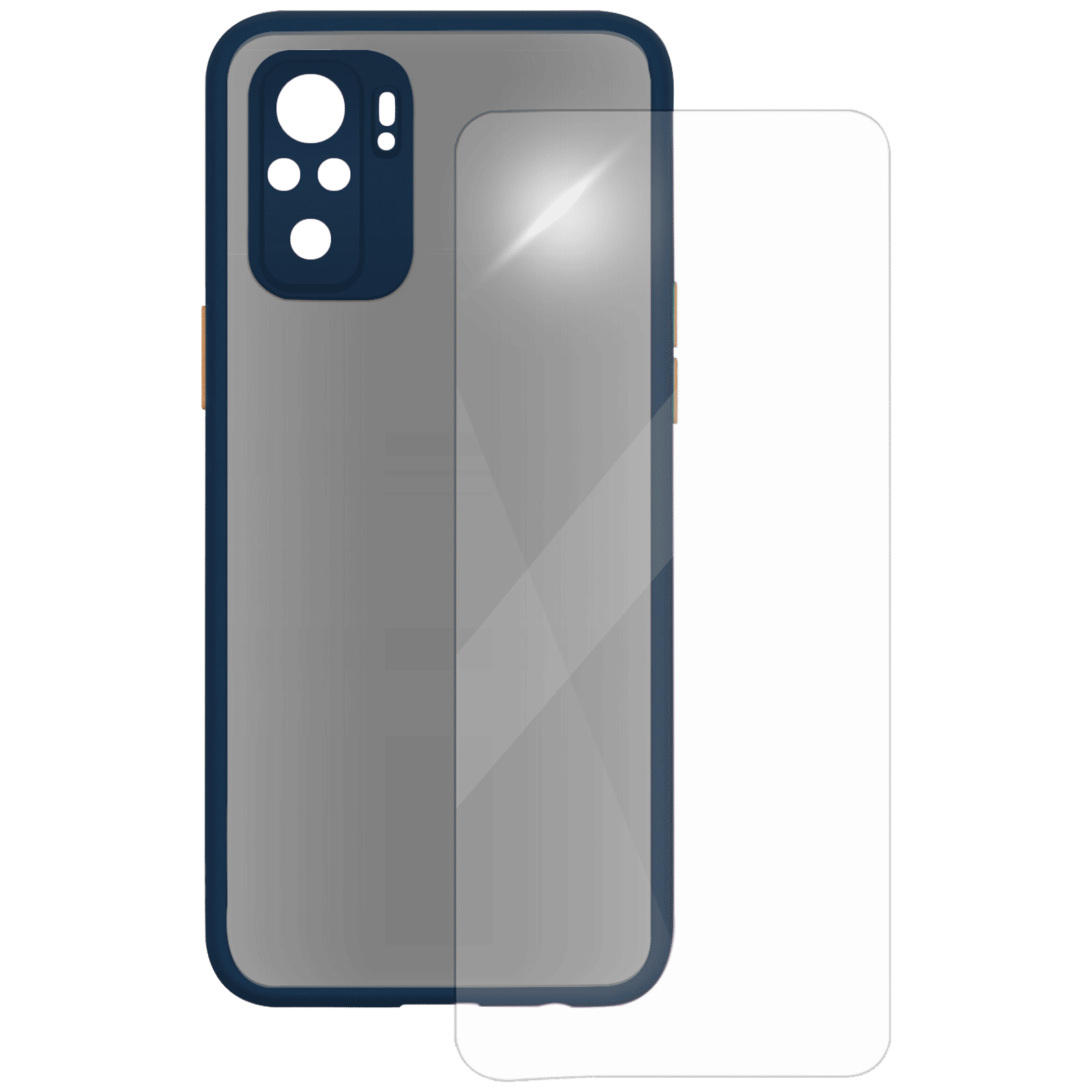Arrow Duplex Screen Protector & Polycarbonate Back Cover Combo for Redmi Note 10 (Anti Scratch Design, Blue)_2