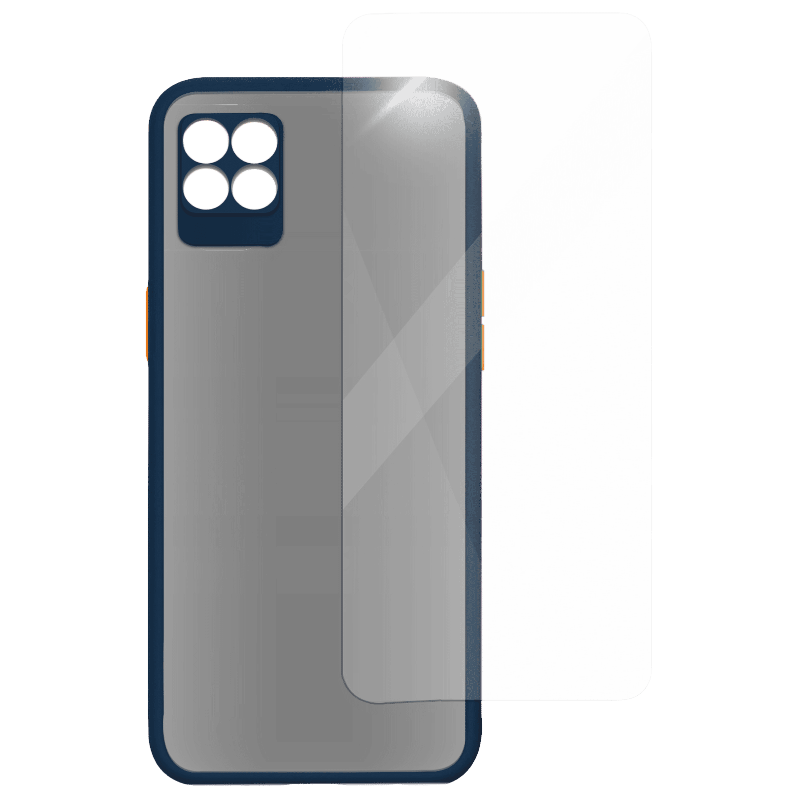 Arrow Duplex Screen Protector & Polycarbonate Back Cover Combo for realme 8 (Anti Scratch Design, Blue)_2