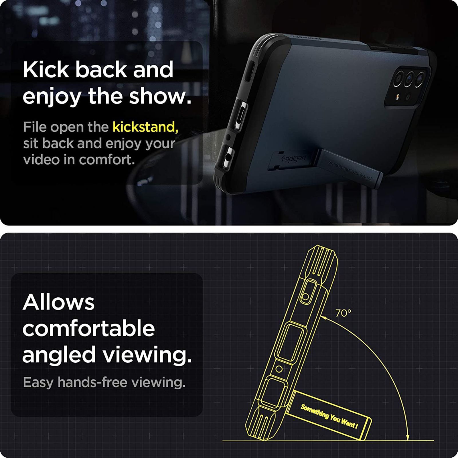 spigen Tough Armor TPU & Polycarbonate Back Case with Stand for SAMSUNG Galaxy A52, A52s (Wireless Charging Compatible, Metal Slate) spigen Tough Armor TPU & Polycarbonate Back Case with Stand for SAMSUNG Galaxy A52, A52s (Wireless Charging Compatible, Metal Slate)_4