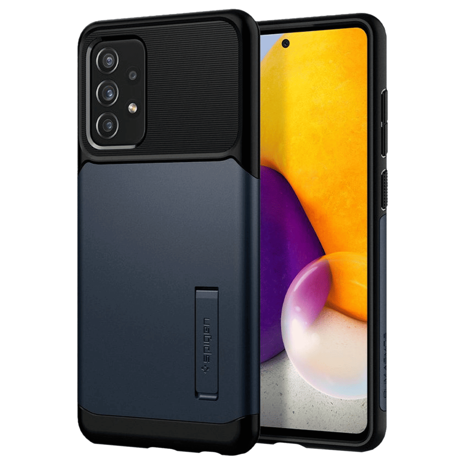 spigen Slim Armor TPU & Polycarbonate Back Cover for SAMSUNG Galaxy A72 (Air Cushion Technology, Metal Slate)_1