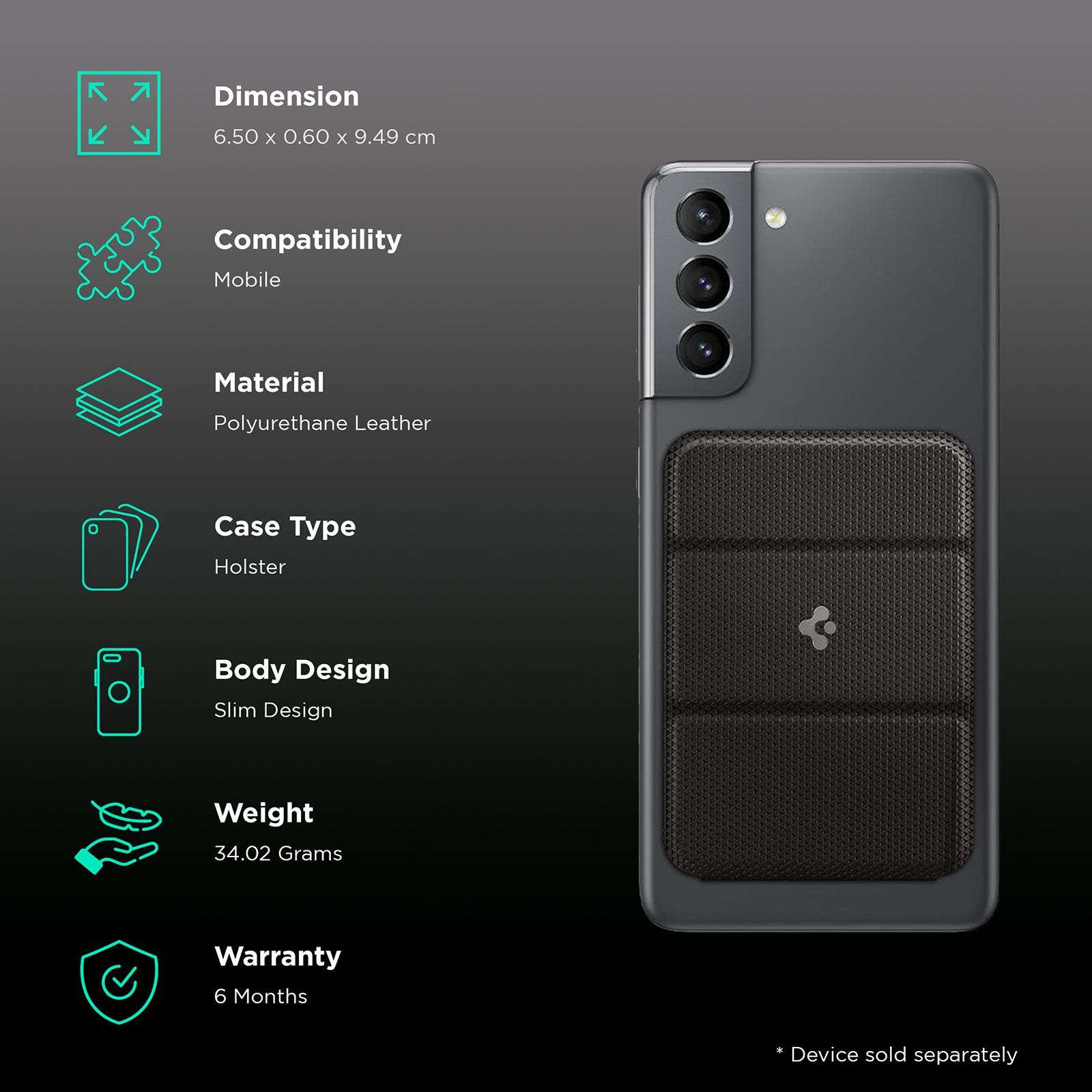 spigen Smart Fold Polyurethane Leather Mobile Attachment (Tri Fold Design, AMP02835, Gunmetal)_2