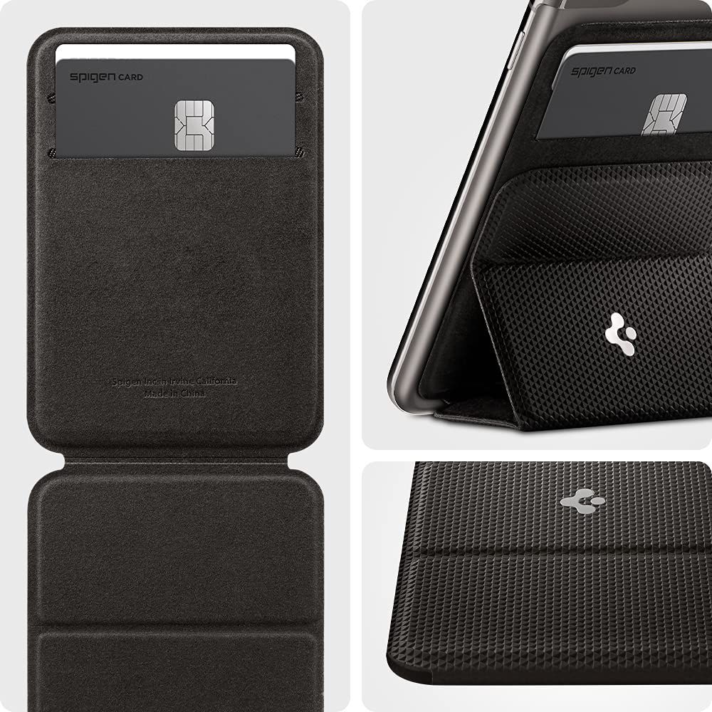 spigen Smart Fold Polyurethane Leather Mobile Attachment (Tri Fold Design, AMP02835, Gunmetal)_20