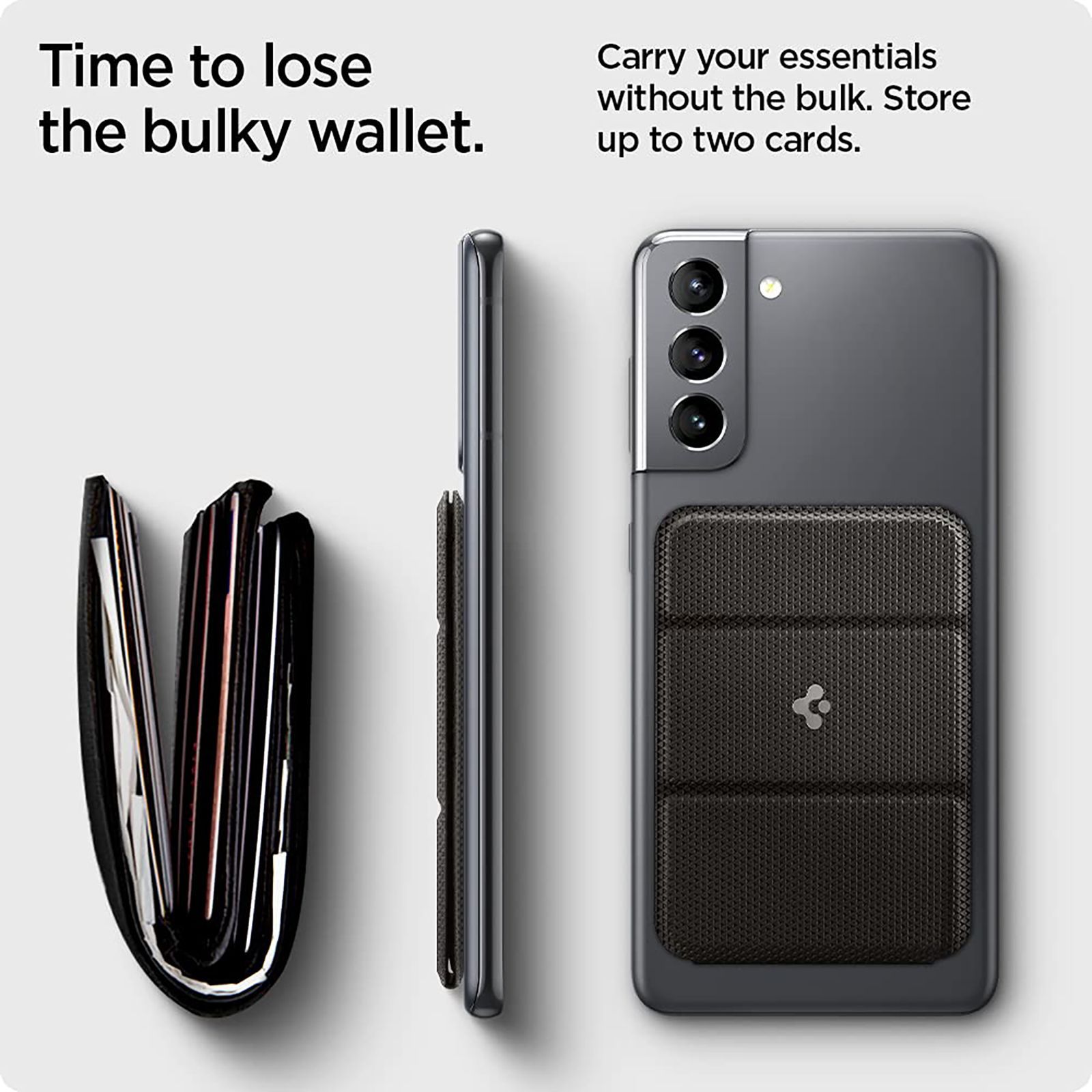 spigen Smart Fold Polyurethane Leather Mobile Attachment (Tri Fold Design, AMP02835, Gunmetal)_4
