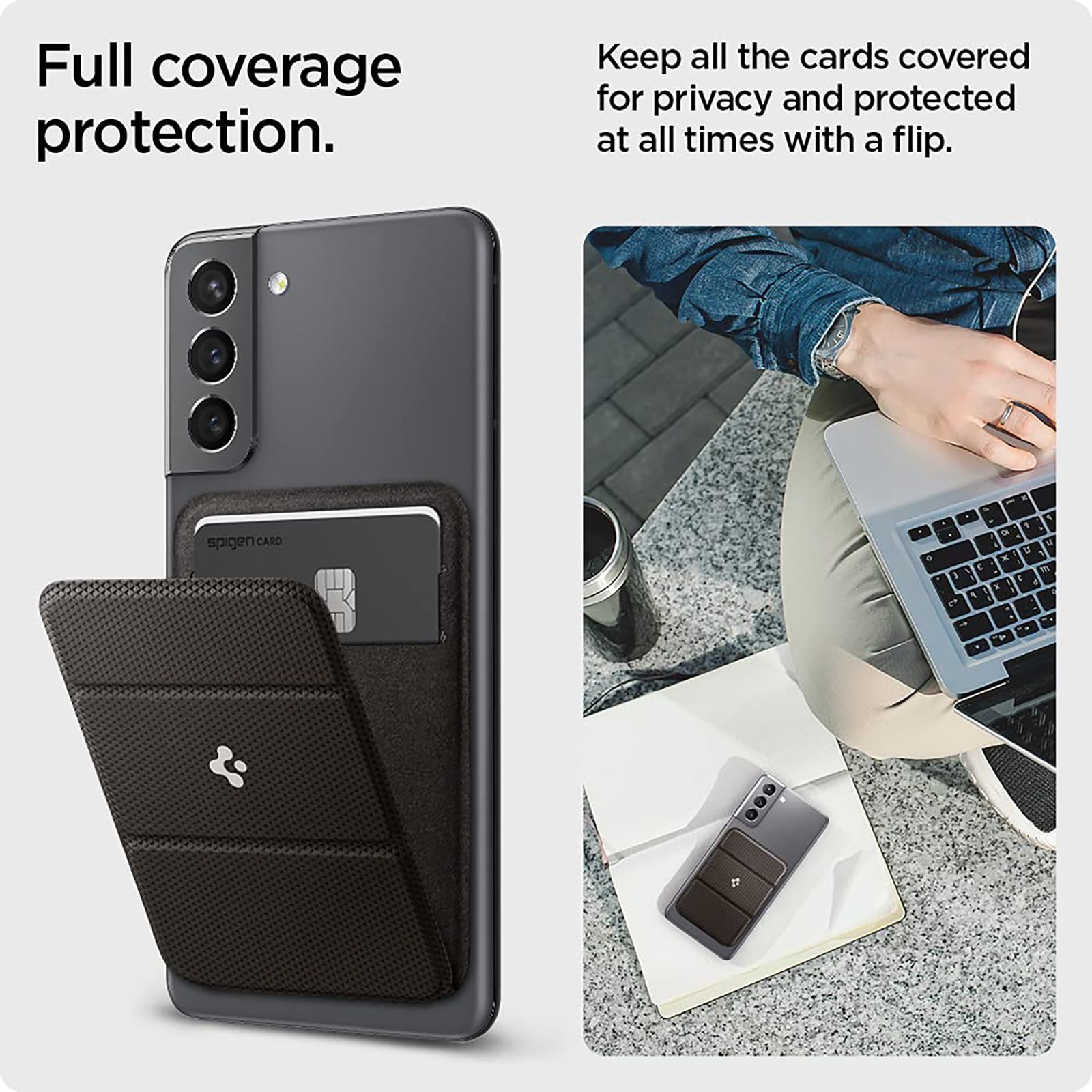 spigen Smart Fold Polyurethane Leather Mobile Attachment (Tri Fold Design, AMP02835, Gunmetal)_5