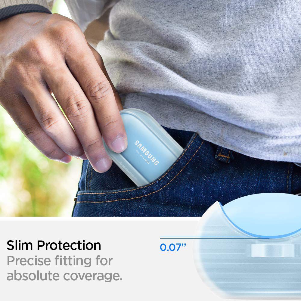 spigen Liquid Air Silicone Full Cover Case For Galaxy Buds+/Galaxy Buds (Soft Texture, ASD01176, Frost Clear)_8