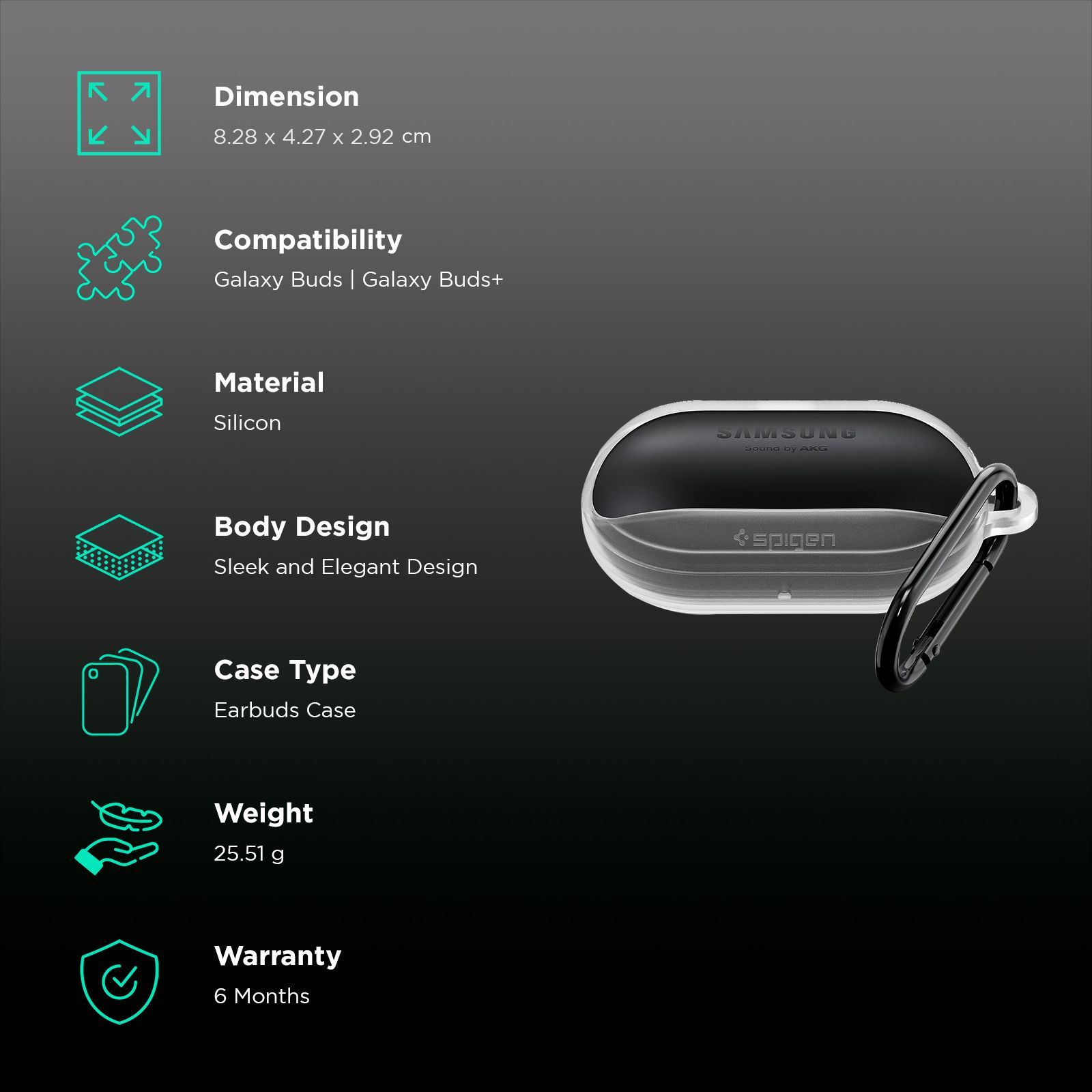 spigen Liquid Air Silicone Full Cover Case For Galaxy Buds+/Galaxy Buds (Soft Texture, ASD01176, Frost Clear)_2