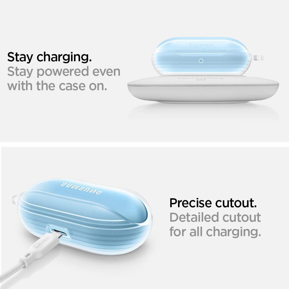 spigen Liquid Air Silicone Full Cover Case For Galaxy Buds+/Galaxy Buds (Soft Texture, ASD01176, Frost Clear)_4