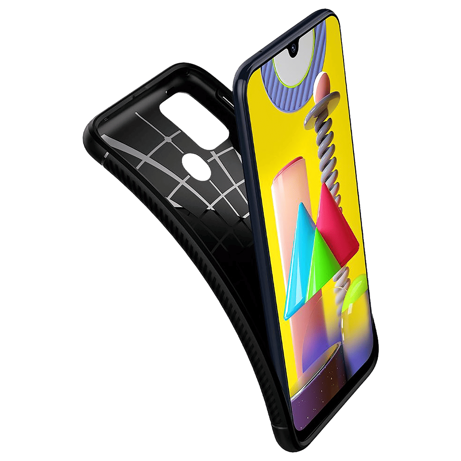 spigen Rugged Armor TPU Back Cover for SAMSUNG Galaxy M31, M31 Prime, F41 (Air Cushion Technology, Matte Black)_7