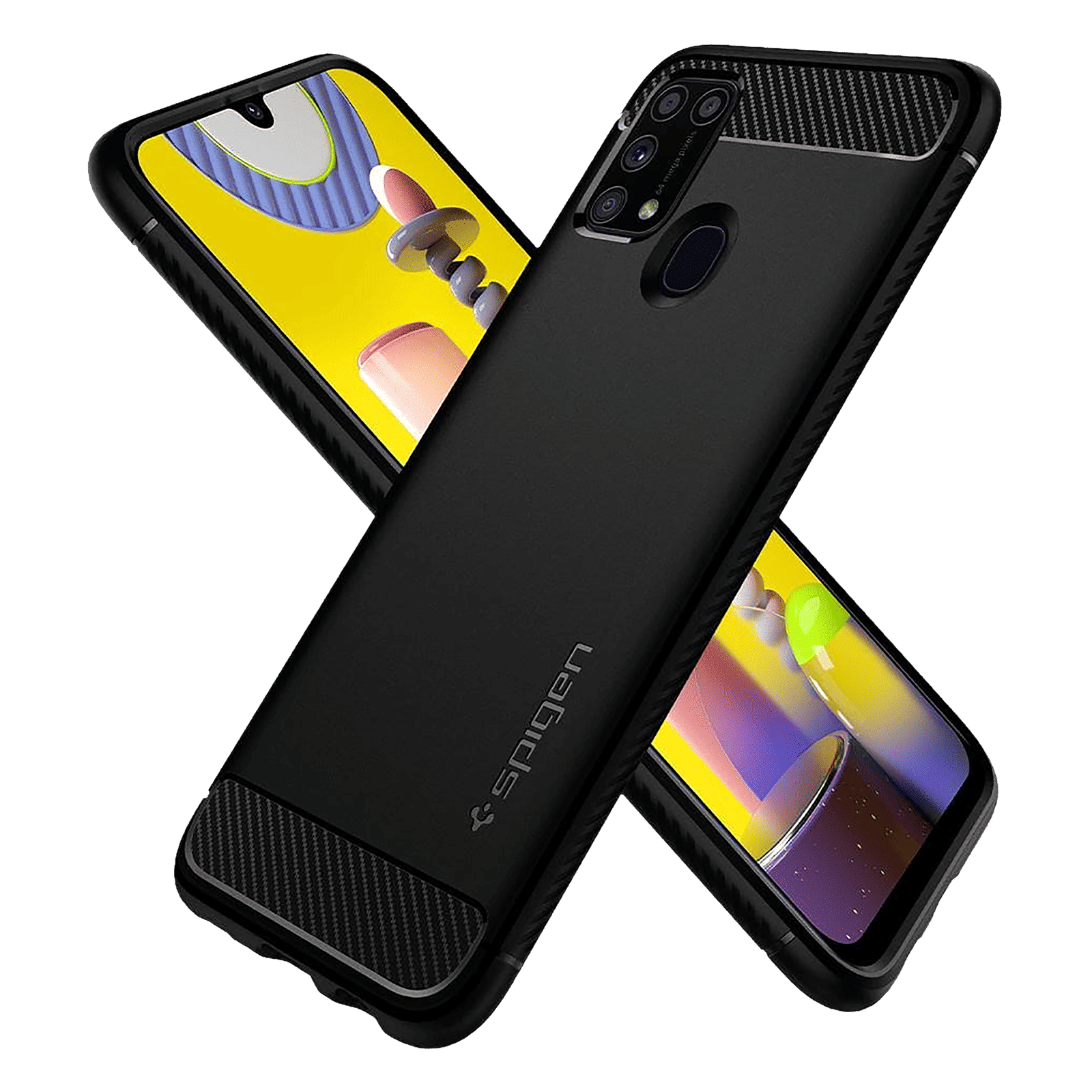 spigen Rugged Armor TPU Back Cover for SAMSUNG Galaxy M31, M31 Prime, F41 (Air Cushion Technology, Matte Black)_8