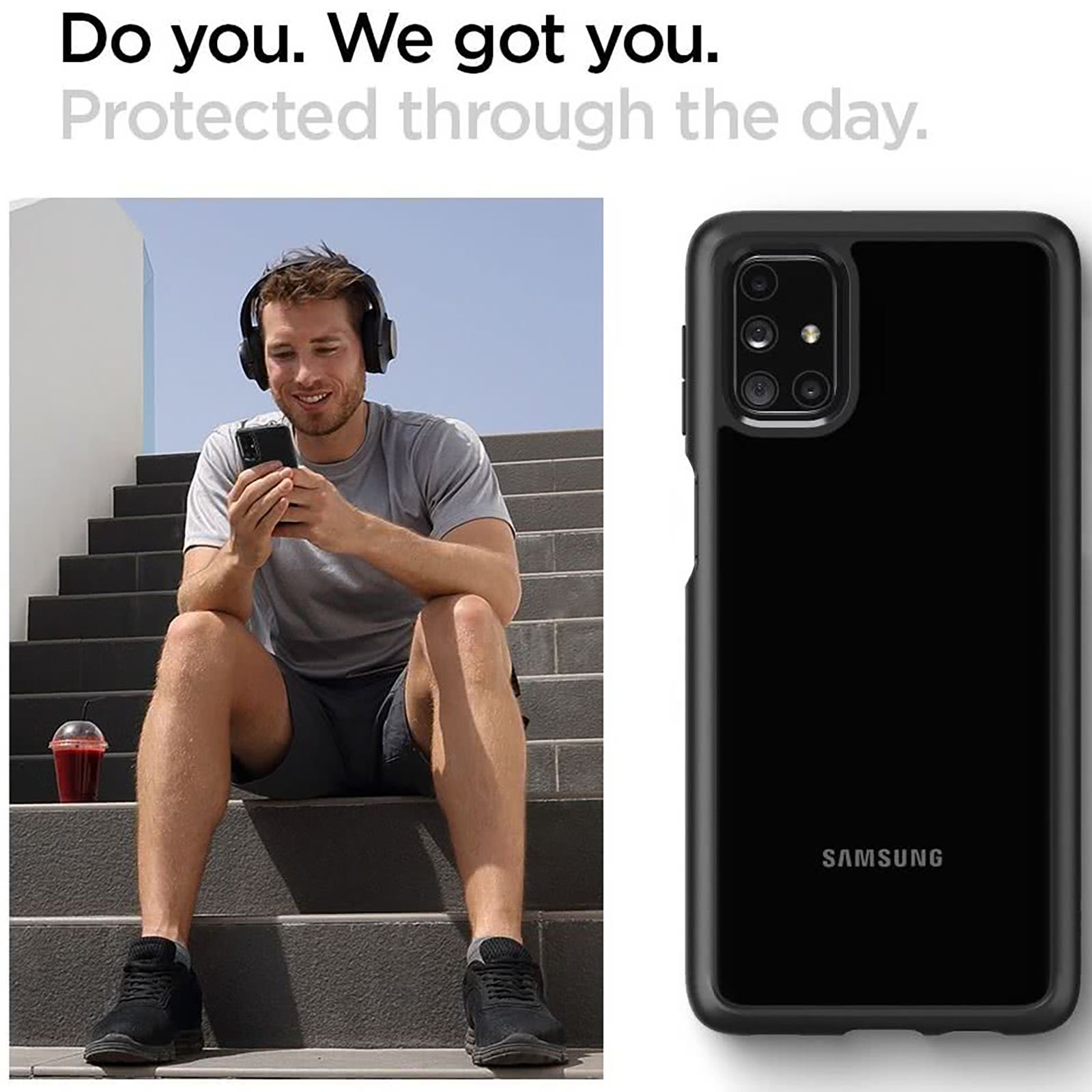 spigen Ultra Hybrid Soft Polycarbonate & TPU Back Cover for SAMSUNG Galaxy M31s (Air Cushion Technology, Matte Black)_10