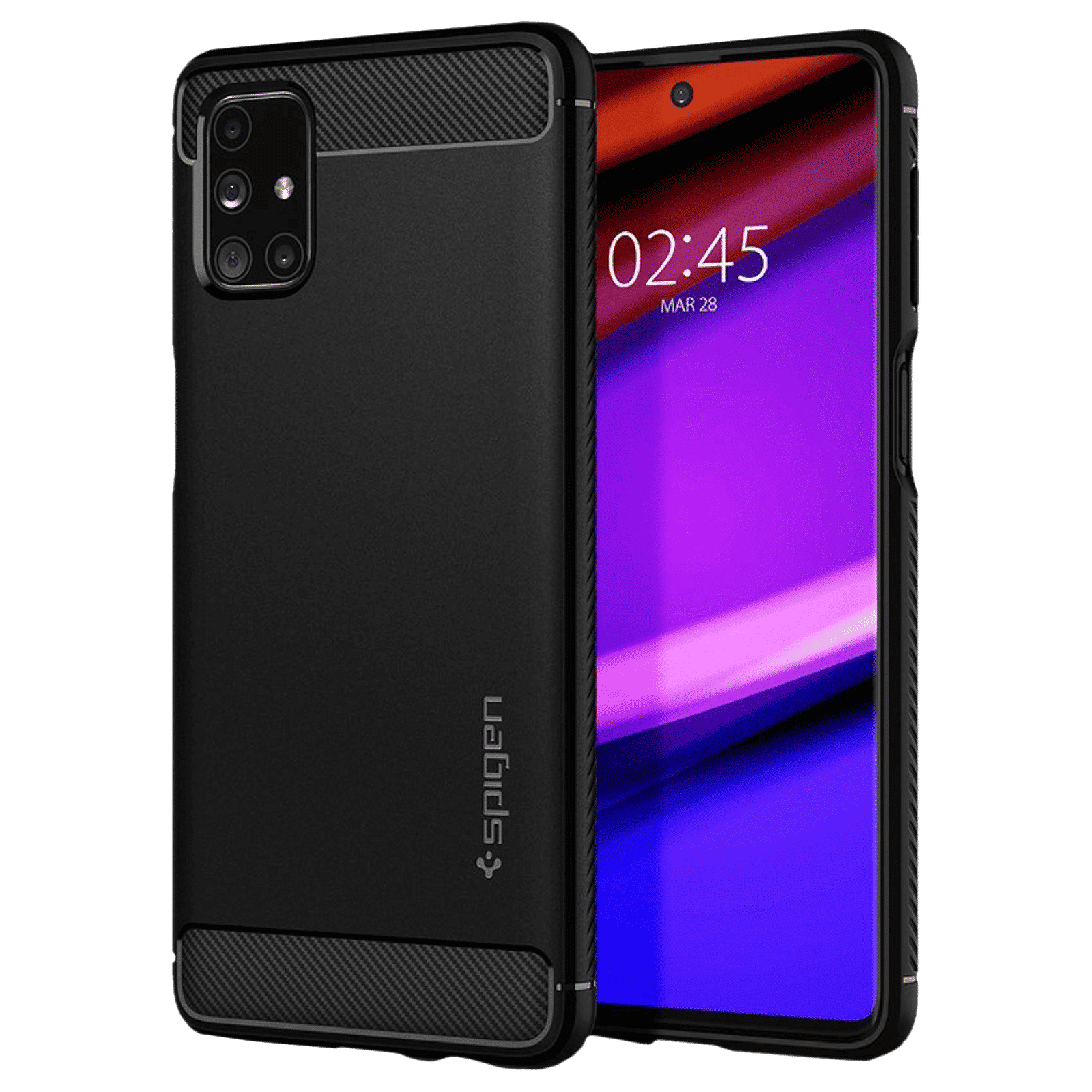 spigen Rugged Armor TPU Back Cover for SAMSUNG Galaxy M31s (Air Cushion Technology, Matte Black)_1