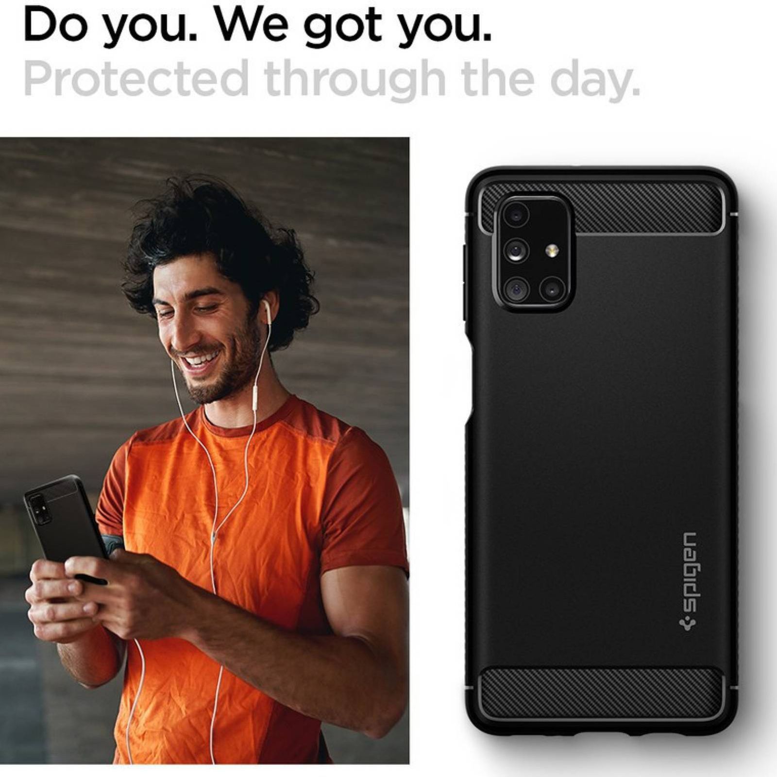 spigen Rugged Armor TPU Back Cover for SAMSUNG Galaxy M31s (Air Cushion Technology, Matte Black)_6