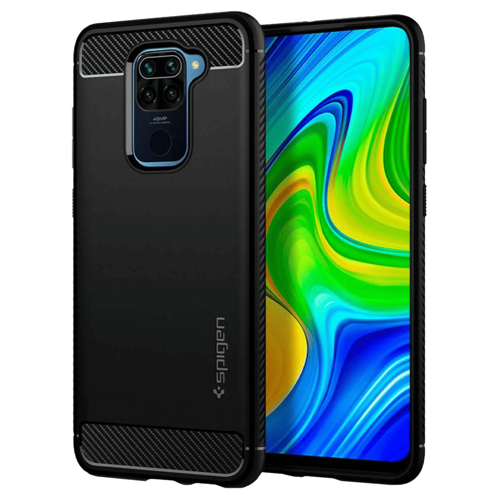 spigen Rugged Armor TPU Back Case For Redmi Note 9 (Air Cushion Technology, ACS01192, Matte Black)_1