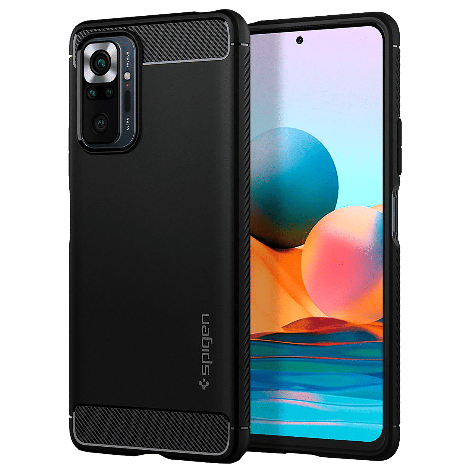 spigen Rugged Armor TPU Back Case For Redmi Note 10 Pro (Lightweight, ACS02844, Matte Black)_1