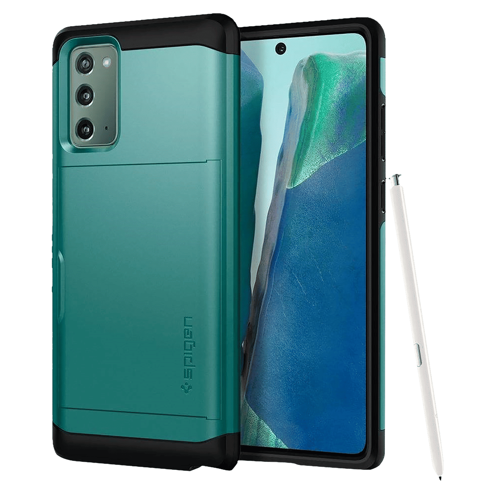 spigen Slim Armor CS TPU & Polycarbonate Back Cover for SAMSUNG Galaxy Note 20 (Wireless Charging Compatible, Green)_1