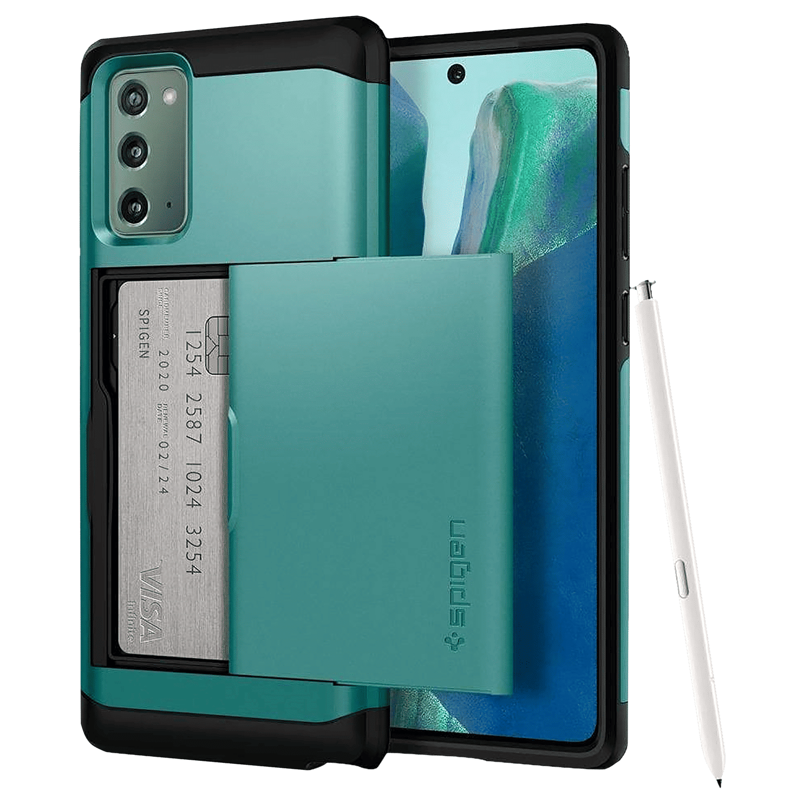 spigen Slim Armor CS TPU & Polycarbonate Back Cover for SAMSUNG Galaxy Note 20 (Wireless Charging Compatible, Green)_13