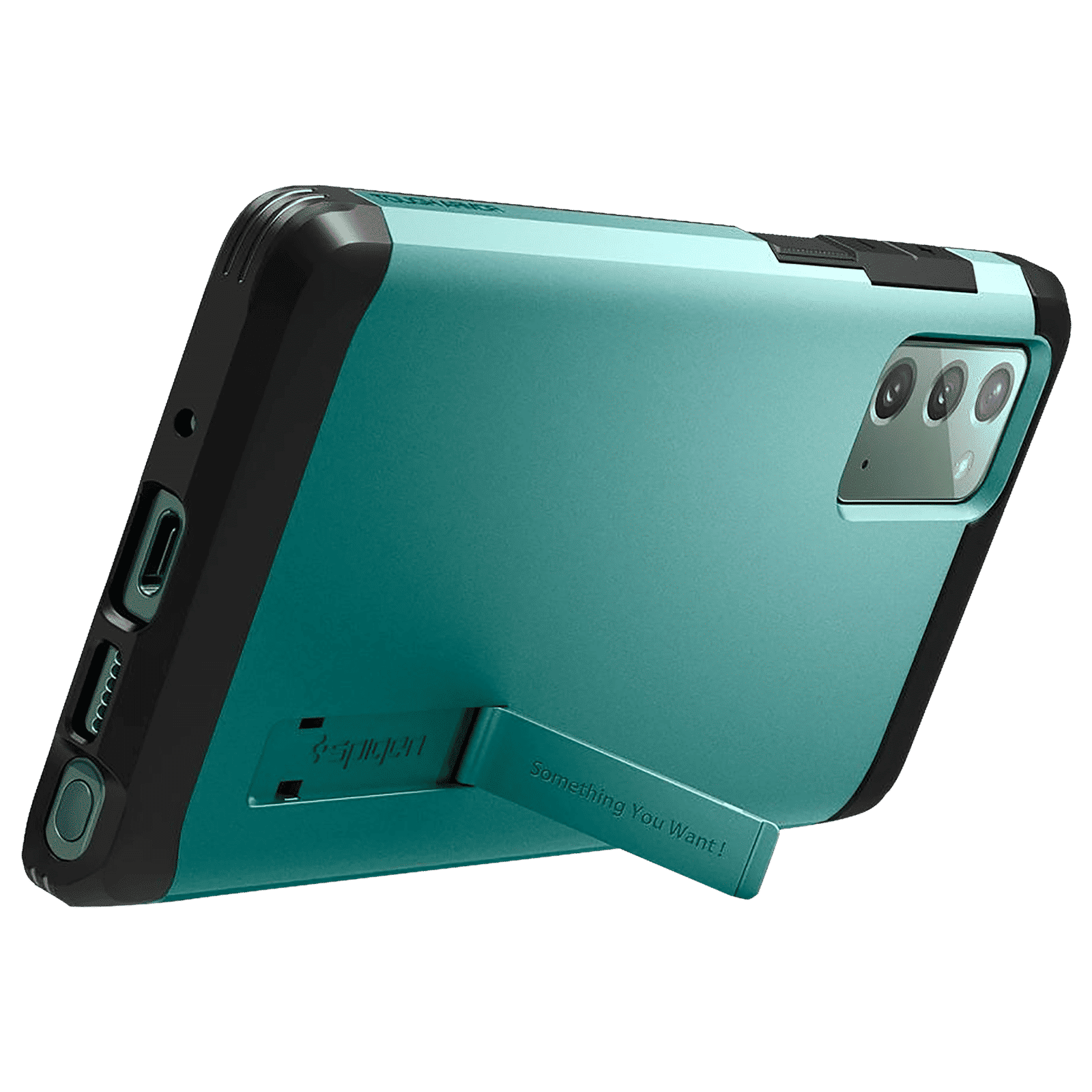 spigen Tough Armor TPU & Polycarbonate Back Case with Stand for SAMSUNG Galaxy Note 20 (Wireless Charging Compatible, Green)_4
