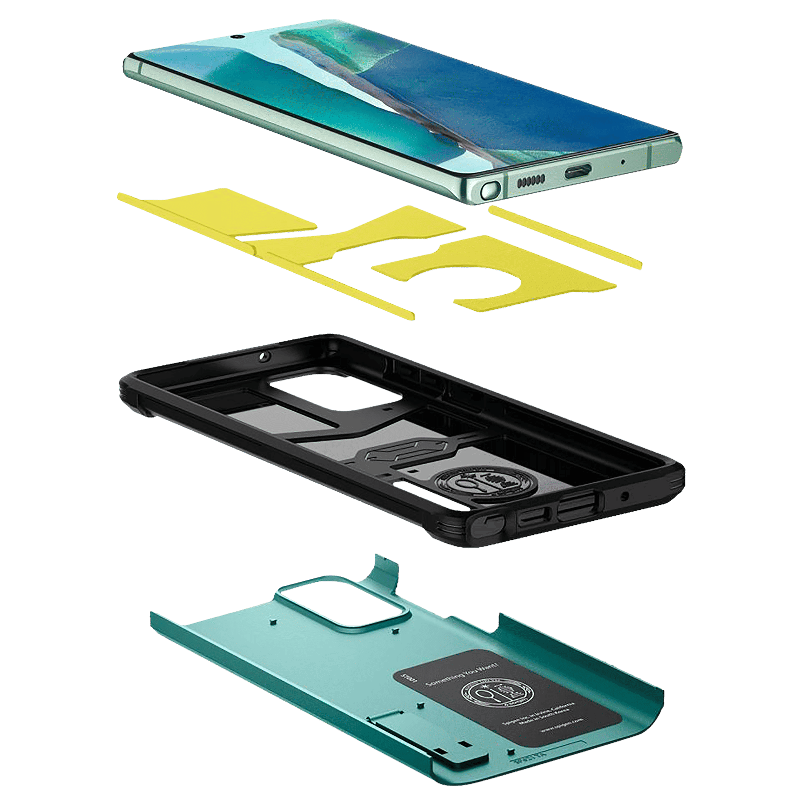 spigen Tough Armor TPU & Polycarbonate Back Case with Stand for SAMSUNG Galaxy Note 20 (Wireless Charging Compatible, Green)_5