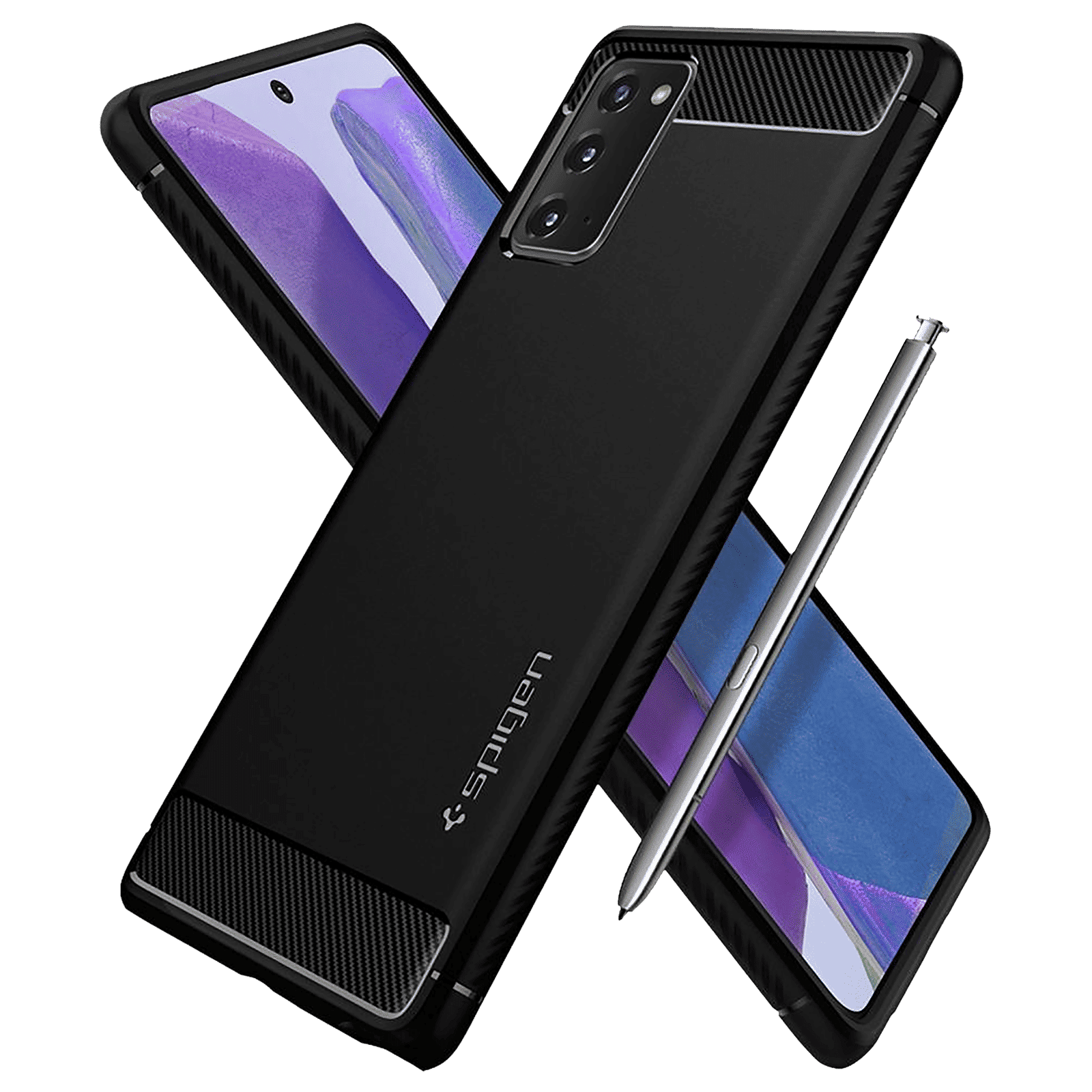 spigen Rugged Armor TPU & PC Back Case For Galaxy Note 20 5G (Air Cushion Technology, ACS01417, Matte Black)_10