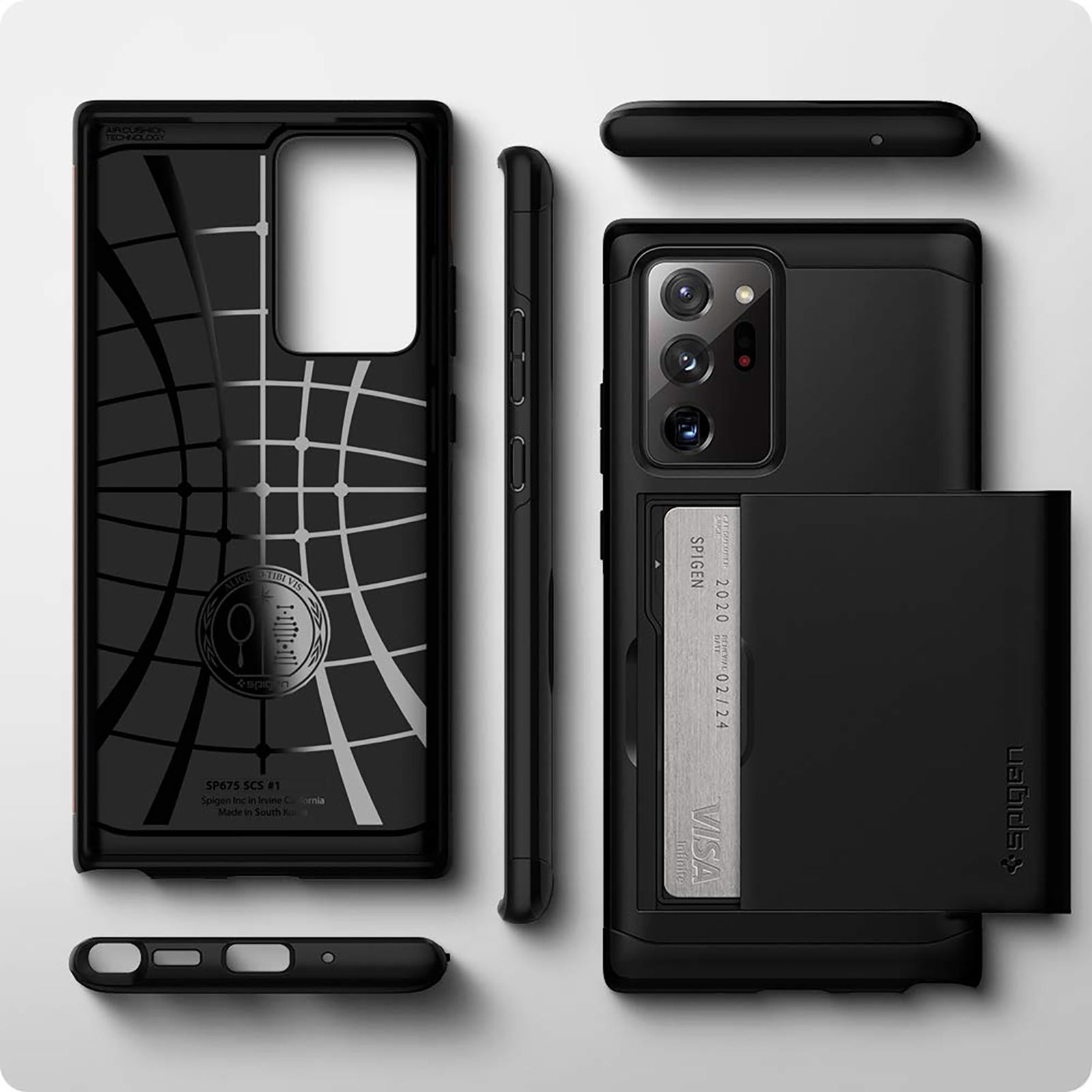 spigen Slim Armor CS TPU & PC Back Case For Galaxy Note 20 Ultra 5G (Air Cushion Technology, ACS01398, Black)_17