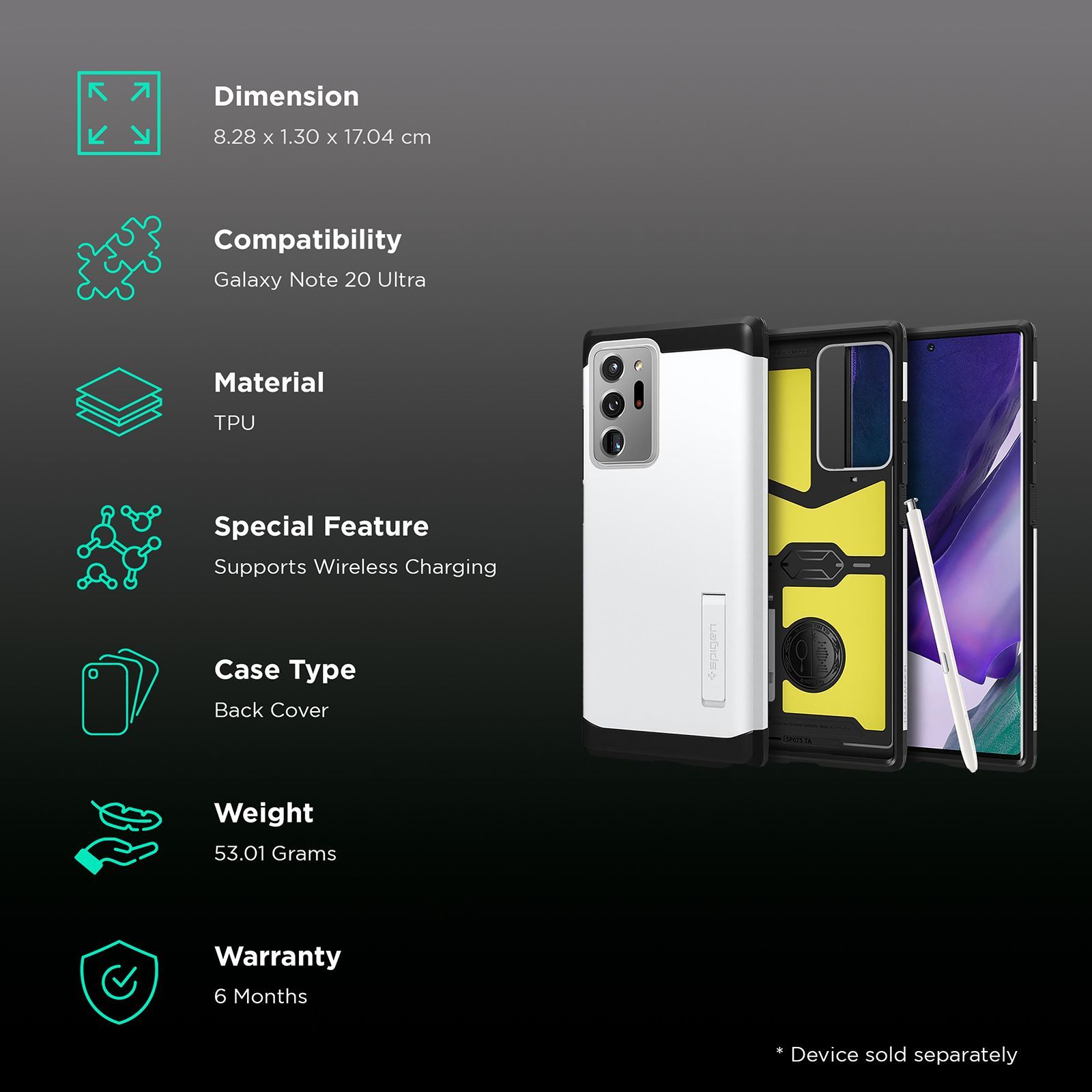 spigen Tough Armor XP TPU Back Case For Galaxy Note 20 Ultra (Sleek Dual Layer Design, ACS01570, Black)_2