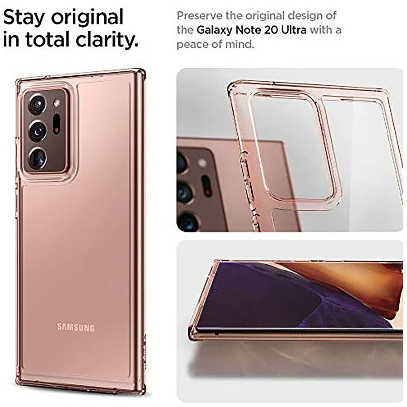 spigen Ultra Hybrid Soft Polycarbonate & TPU Back Cover for SAMSUNG Galaxy Note 20 Ultra (Air Cushion Technology, Bronze)_10