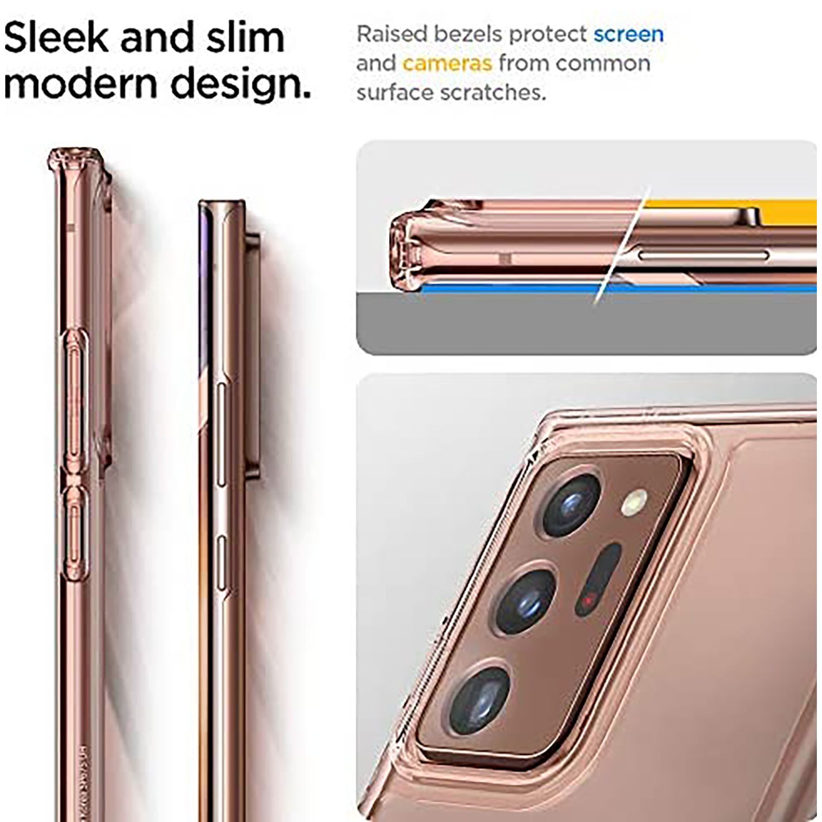 spigen Ultra Hybrid Soft Polycarbonate & TPU Back Cover for SAMSUNG Galaxy Note 20 Ultra (Air Cushion Technology, Bronze)_3