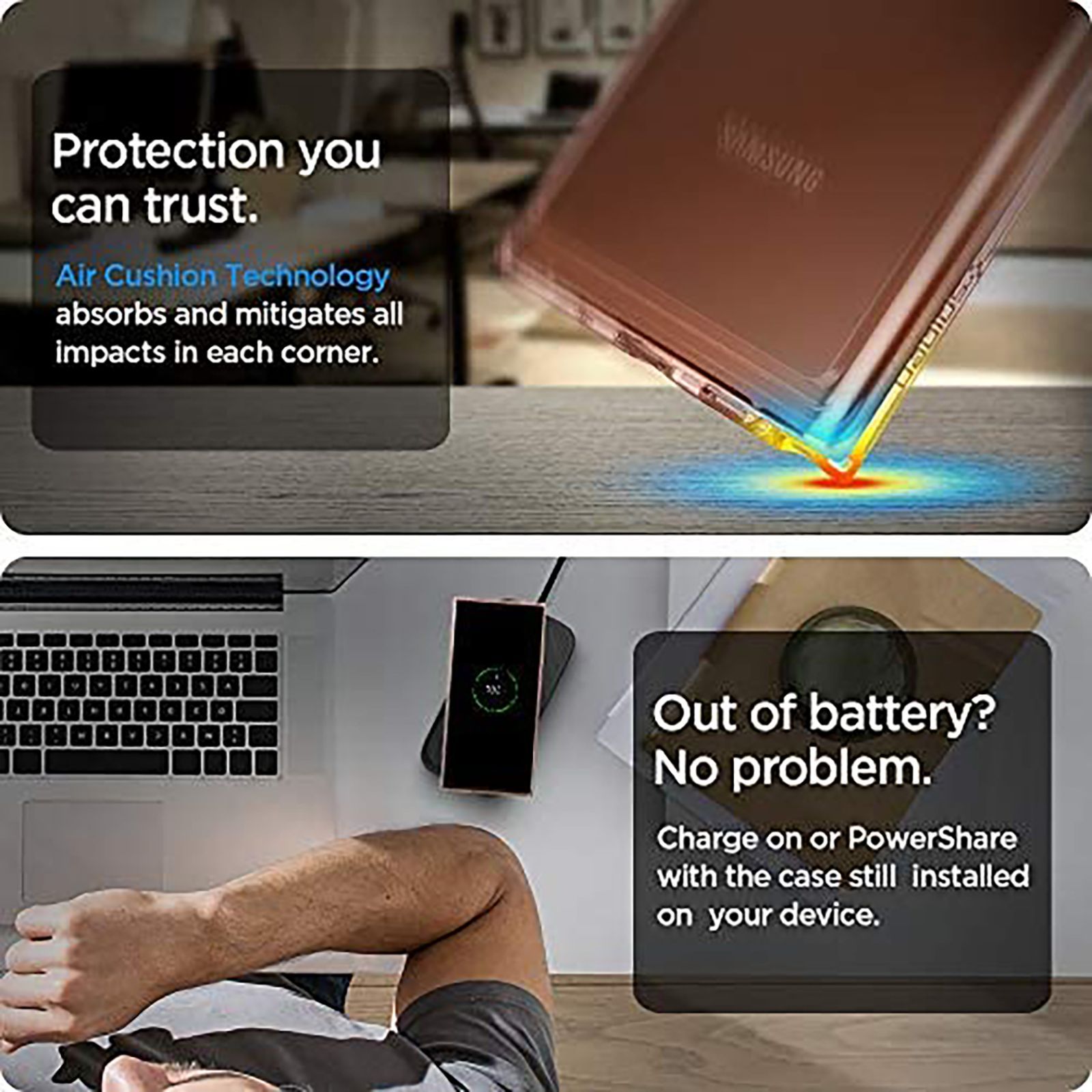 spigen Ultra Hybrid Soft Polycarbonate & TPU Back Cover for SAMSUNG Galaxy Note 20 Ultra (Air Cushion Technology, Bronze)_4