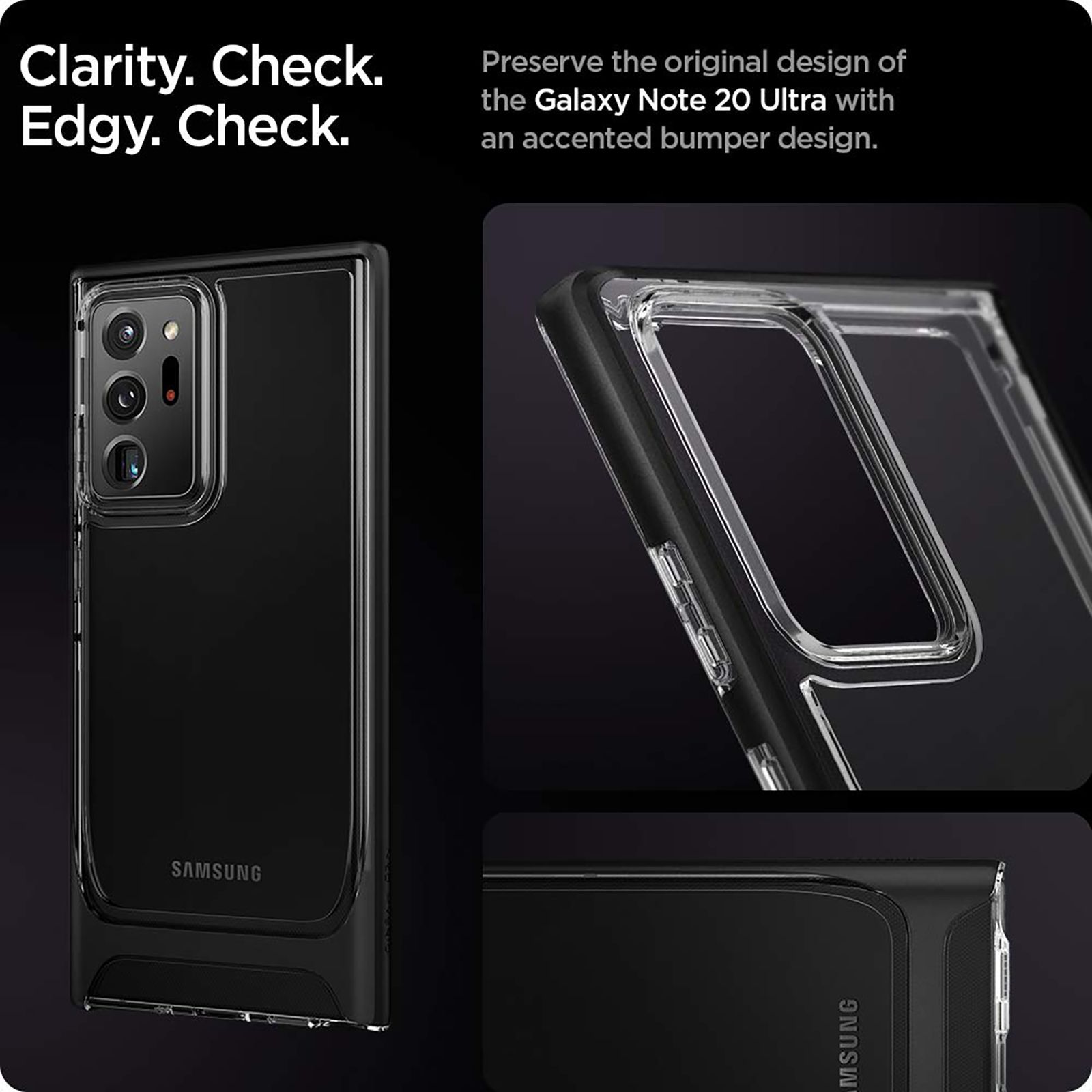 spigen Neo Hybrid Crystal TPU & PC Back Case For Galaxy Note 20 Ultra 5G (Air Cushion Technology, ACS01400, Black)_9