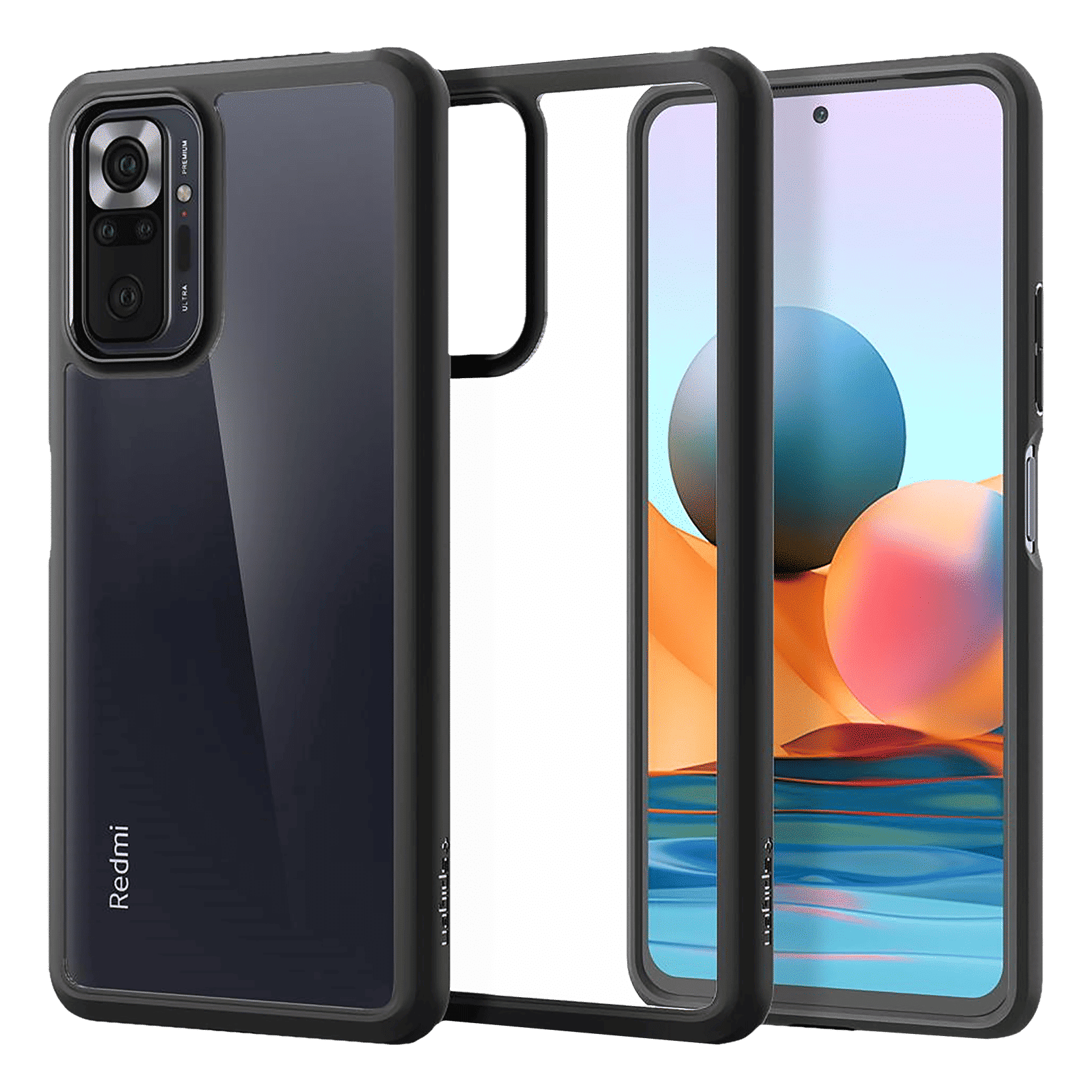 spigen Ultra Hybrid Polycarbonate & TPU Back Cover for Redmi Note 10 Pro (Air Cushion Technology, Matte Black)_1