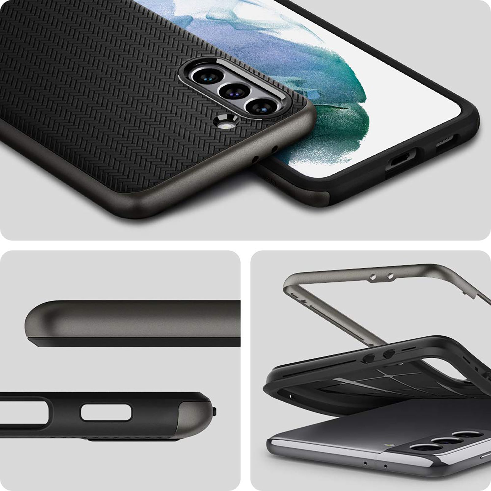 spigen Neo Hybrid TPU & PC Back Case For Galaxy S21 (Compatible With Wireless Charging, ACS02427, Gunmetal) spigen Neo Hybrid TPU & PC Back Case For Galaxy S21 (Compatible With Wireless Charging, ACS02427, Gunmetal)_12