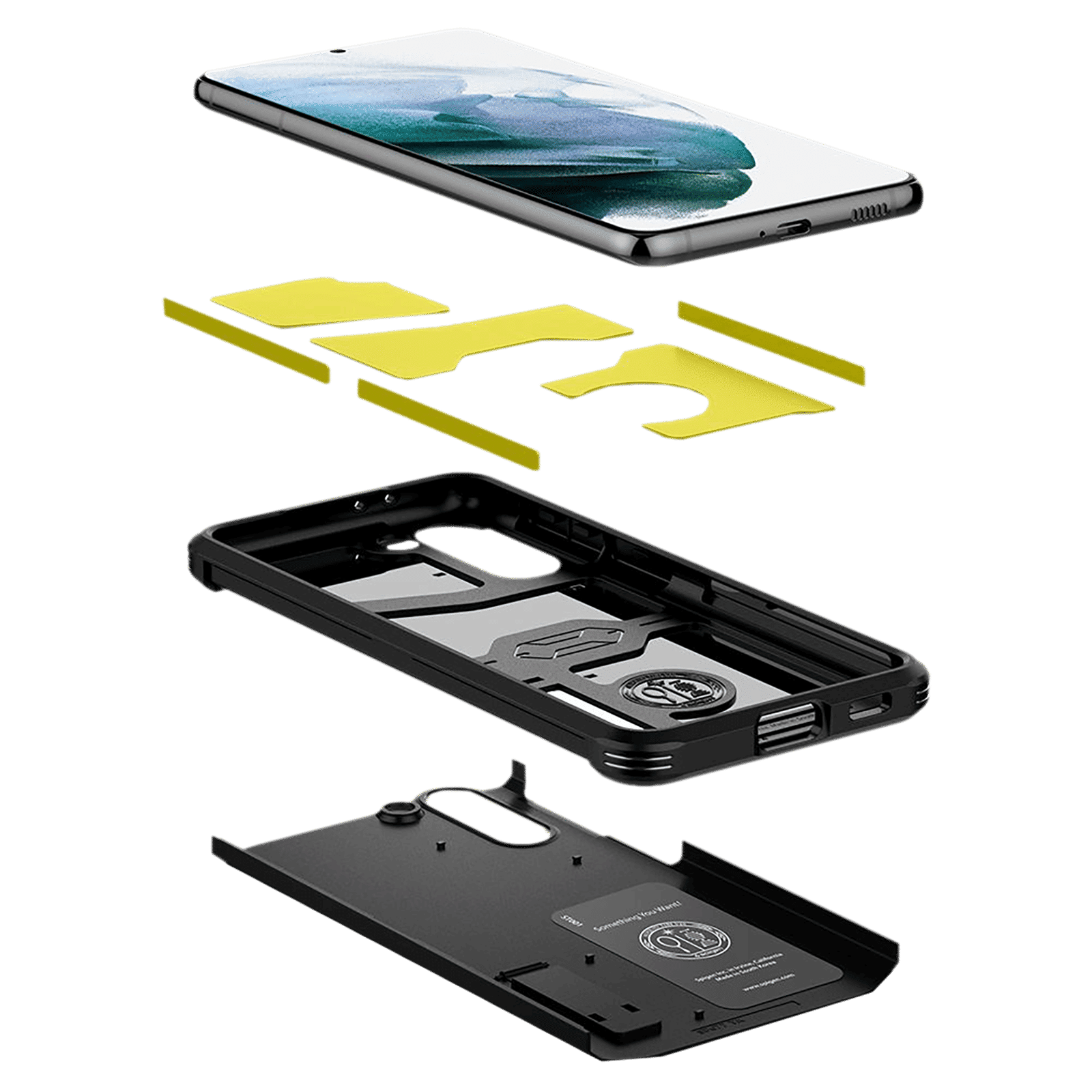 spigen Tough Armor TPU & Polycarbonate Back Case with Stand for SAMSUNG Galaxy S21 (Wireless Charging Compatible, Black)_10