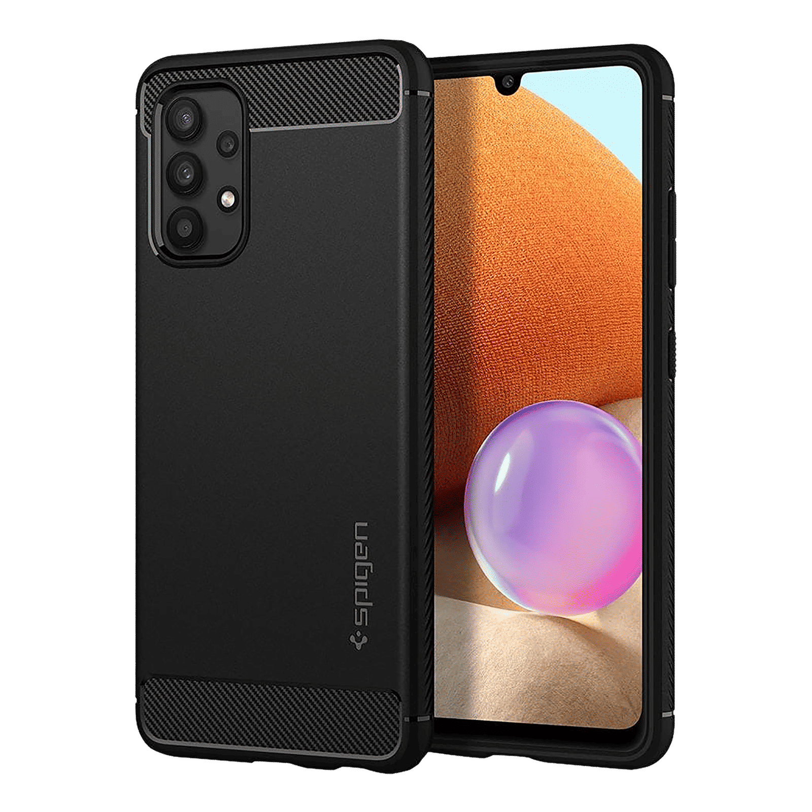 spigen Rugged Armor TPU Back Case For Galaxy A32 LTE (Air Cushion Technology, ACS02741, Matte Black)_1