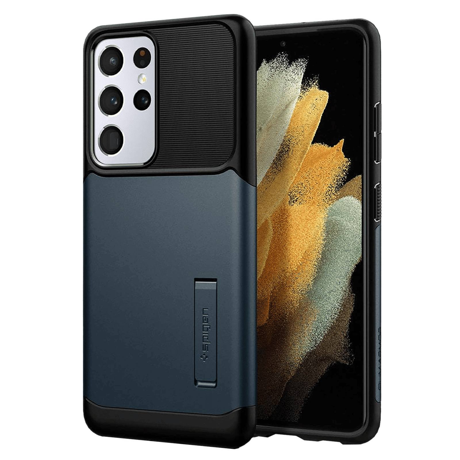 spigen Slim Armor TPU & Polycarbonate Back Cover for SAMSUNG Galaxy S21 Ultra (Wireless Charging Compatible, Metal Slate)_1