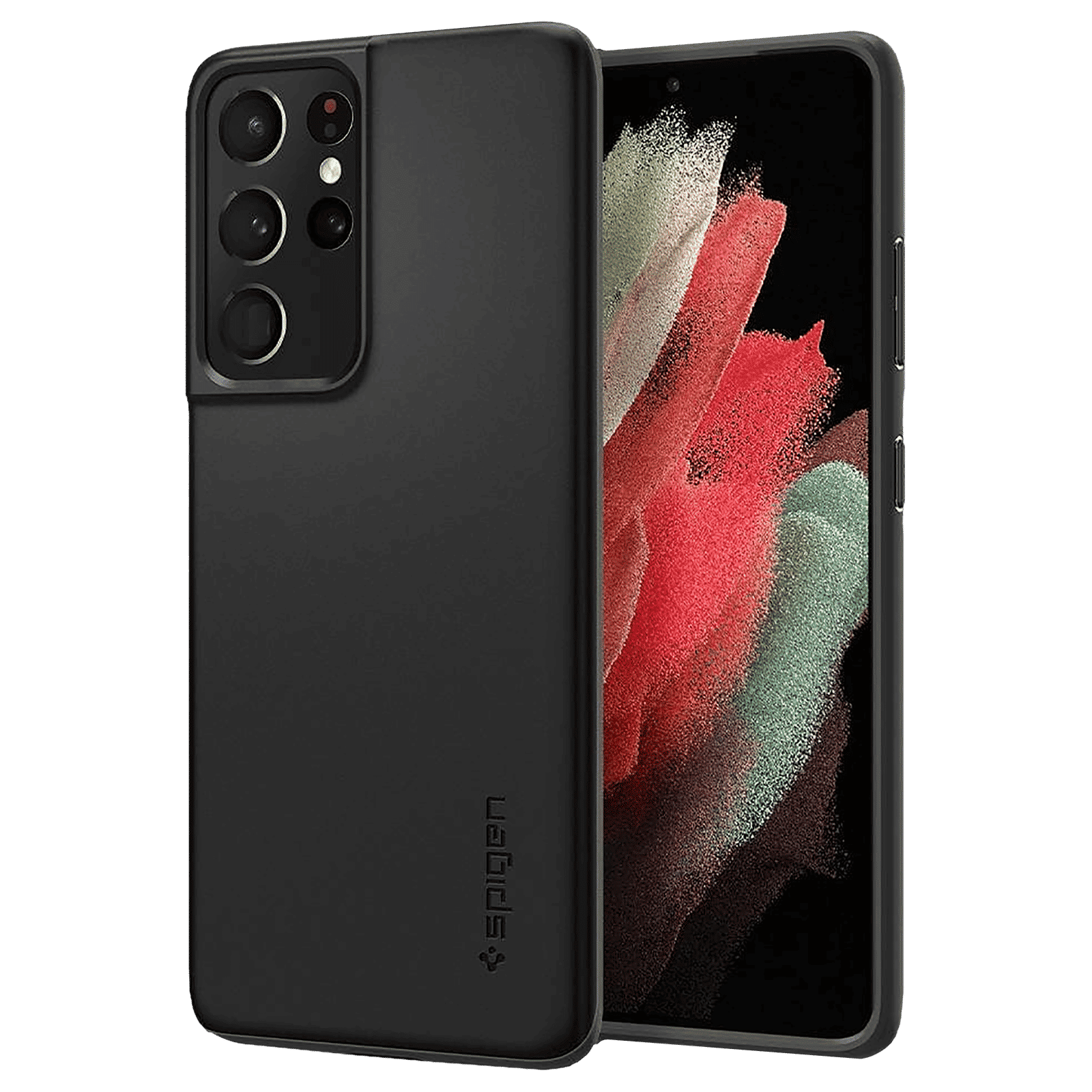 spigen Thin Fit TPU & Polycarbonate Back Cover for SAMSUNG Galaxy S21 Ultra (Air Cushion Technology, Matte Black)_1