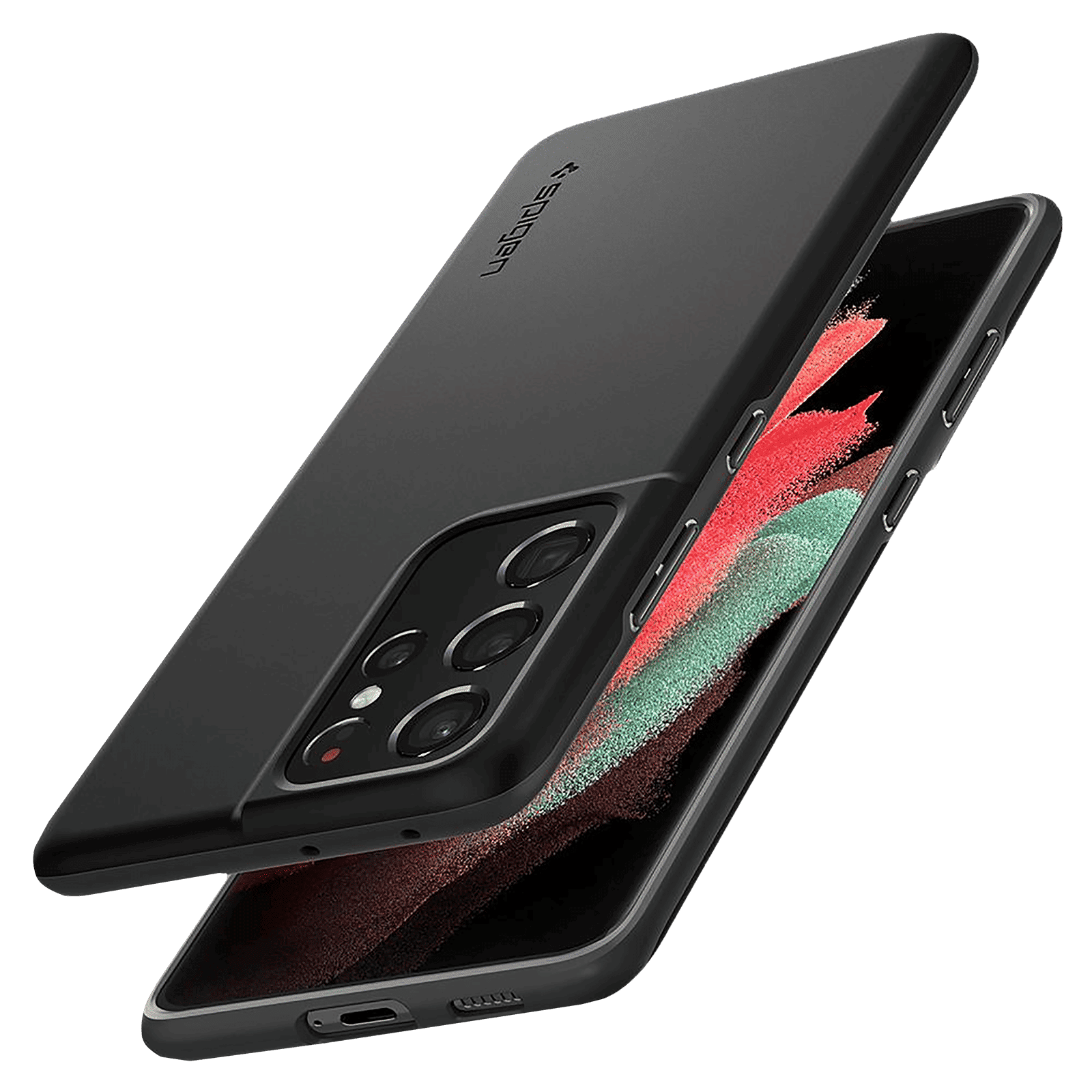 spigen Thin Fit TPU & Polycarbonate Back Cover for SAMSUNG Galaxy S21 Ultra (Air Cushion Technology, Matte Black)_7