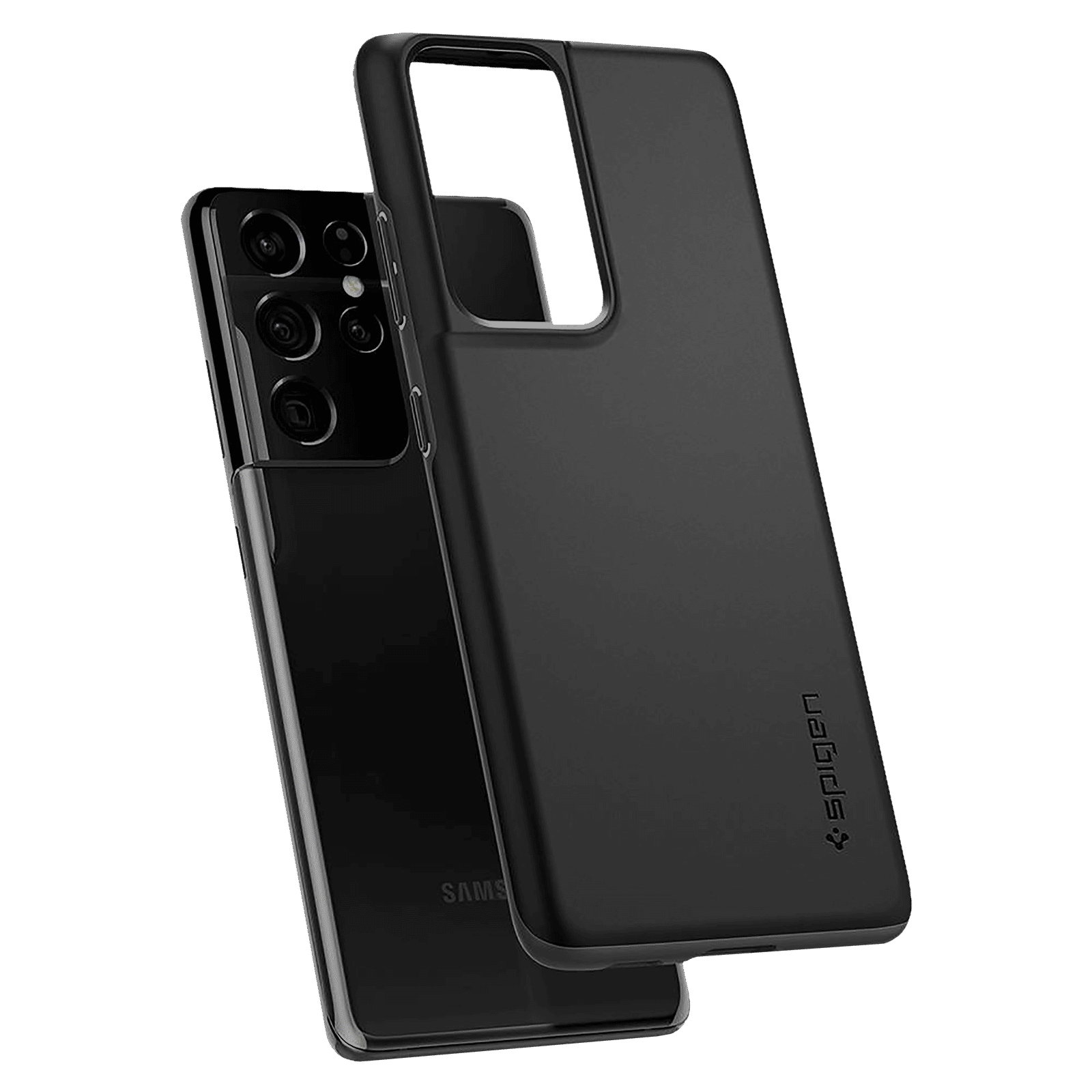 spigen Thin Fit TPU & Polycarbonate Back Cover for SAMSUNG Galaxy S21 Ultra (Air Cushion Technology, Matte Black)_8