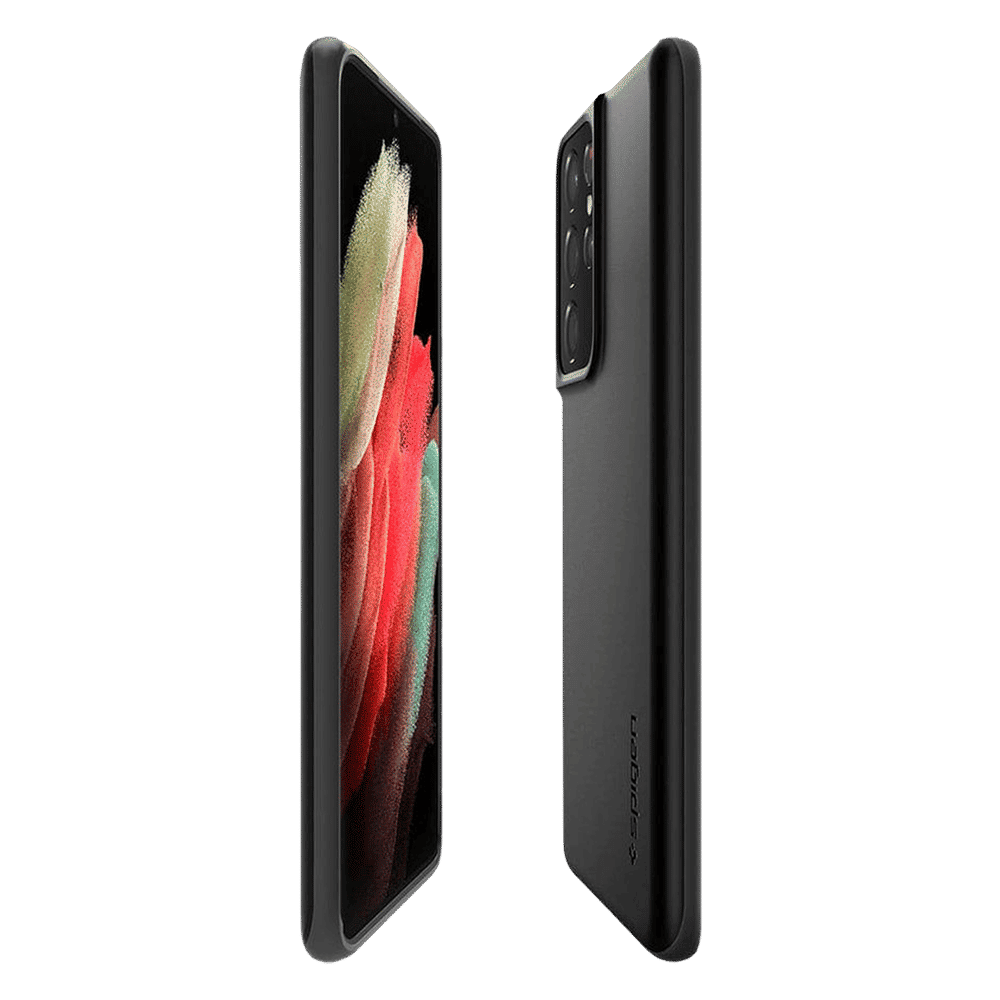 spigen Thin Fit TPU & Polycarbonate Back Cover for SAMSUNG Galaxy S21 Ultra (Air Cushion Technology, Matte Black)_9