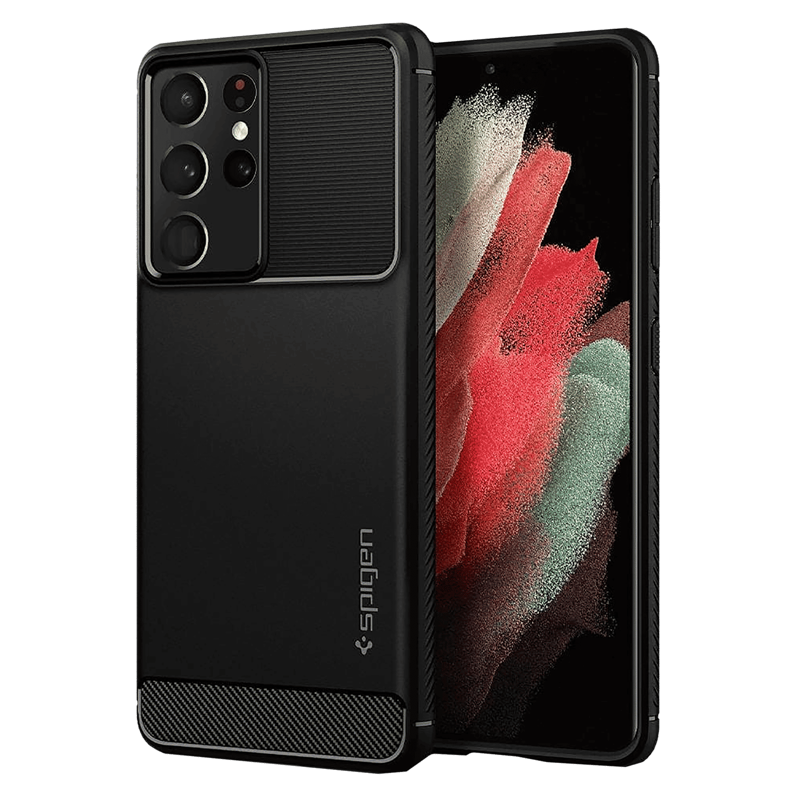 spigen Rugged Armor TPU Back Case For Galaxy S21 Ultra (Slim & Grip-Friendly, ACS02349, Matte Black)_1