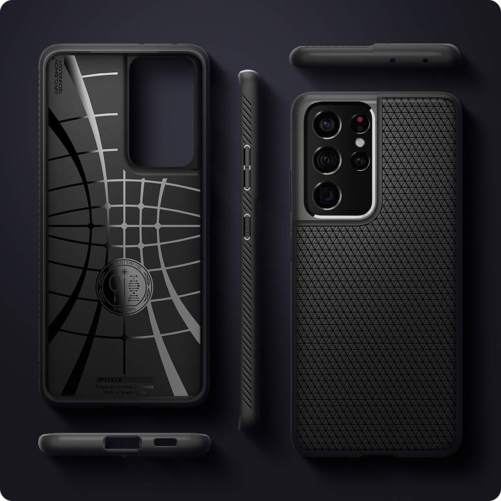 spigen Liquid Air TPU Back Cover for SAMSUNG Galaxy S21 Ultra (Supports Wireless Charging, Matte Black)_12