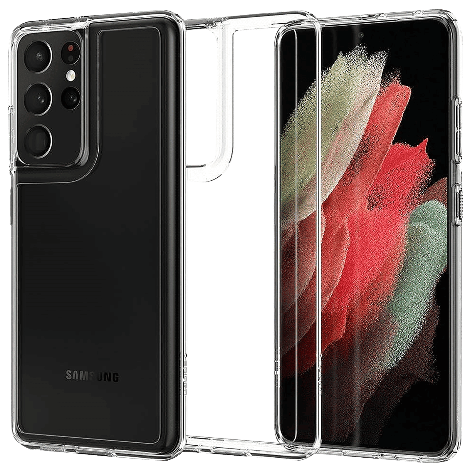 spigen Thin Fit Polycarbonate & TPU Back Cover for SAMSUNG Galaxy S21 Ultra (Air Cushion Technology, Crystal Clear)_1