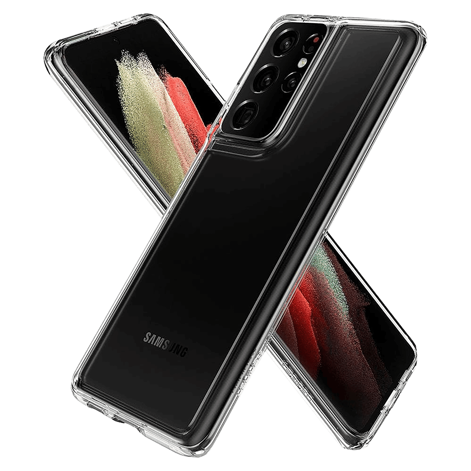 spigen Thin Fit Polycarbonate & TPU Back Cover for SAMSUNG Galaxy S21 Ultra (Air Cushion Technology, Crystal Clear)_8