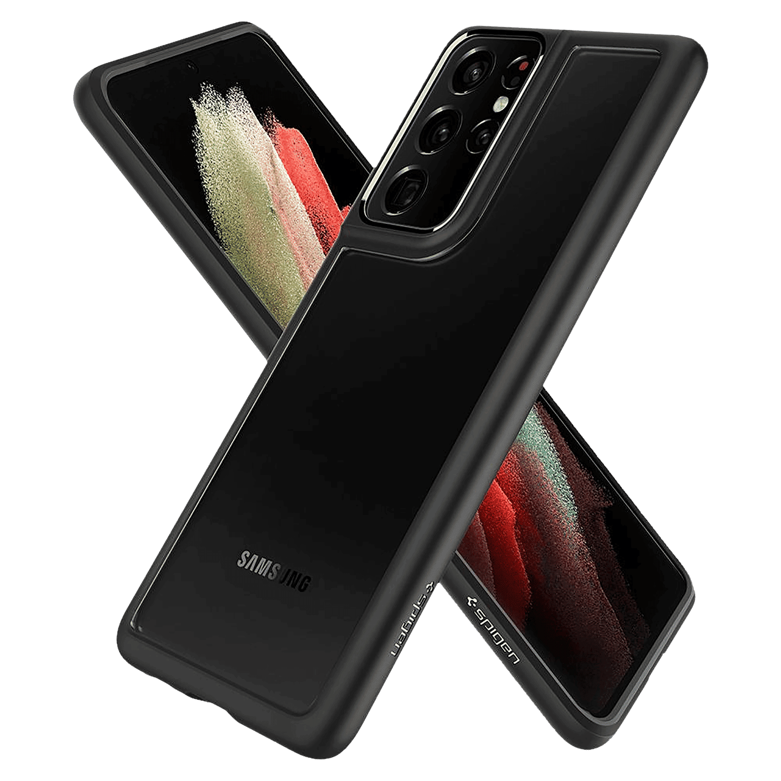 spigen Ultra Hybrid Polycarbonate & TPU Back Cover for SAMSUNG Galaxy S21 Ultra (Air Cushion Technology, Matte Black)_6