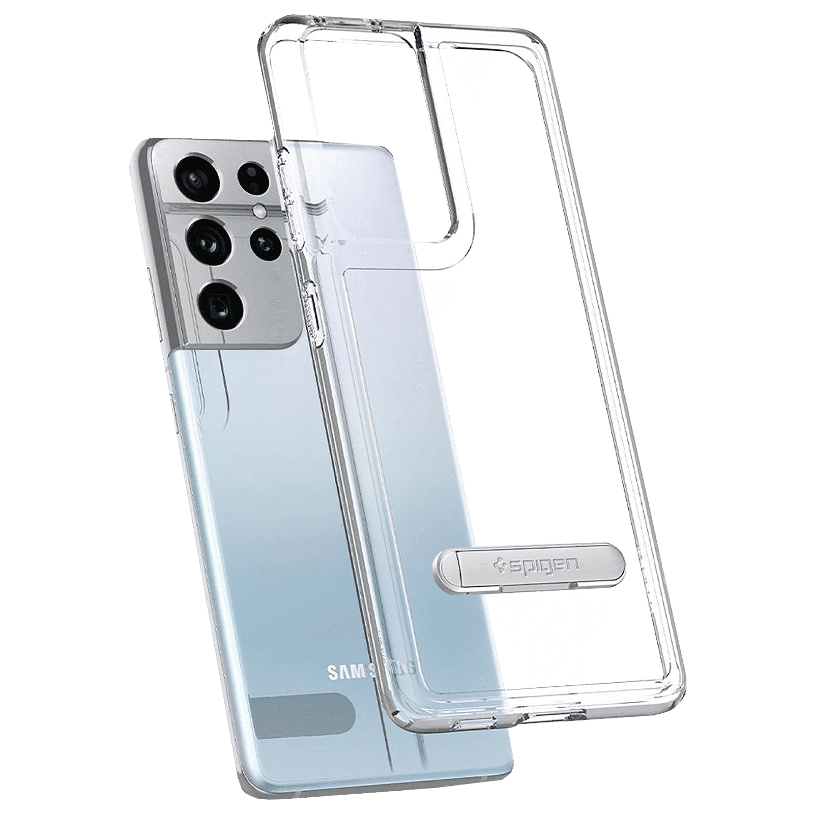 spigen Ultra Hybrid S Hard Polycarbonate & TPU Back Cover for SAMSUNG Galaxy S21 Ultra (Air Cushion Technology, Crystal Clear)_9