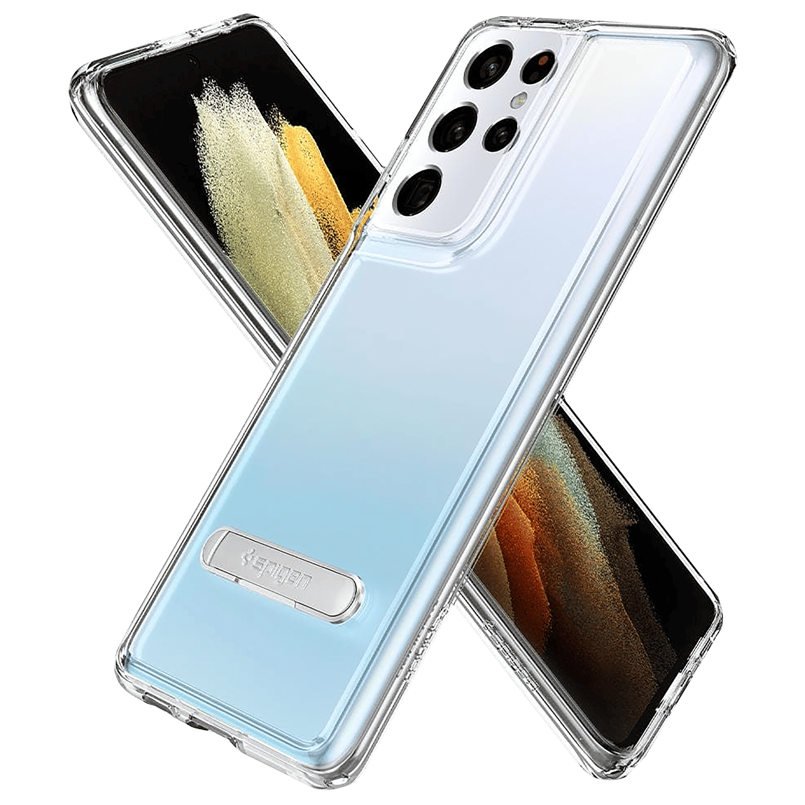 spigen Ultra Hybrid S Hard Polycarbonate & TPU Back Cover for SAMSUNG Galaxy S21 Ultra (Air Cushion Technology, Crystal Clear)_10