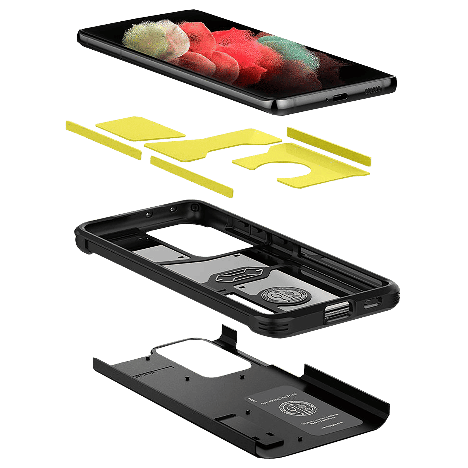 spigen Tough Armor TPU & Polycarbonate Back Case with Stand for SAMSUNG Galaxy S21 Ultra (Wireless Charging Compatible, Black)_9